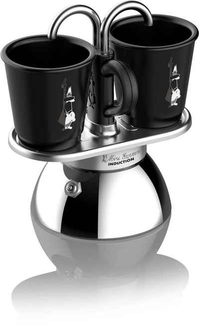 BIALETTI Espressokocher Mini Induktion, zwei Espressi gleichzeitig zubereiten, 90 ml, Zwei-Schicht-Edelstahl