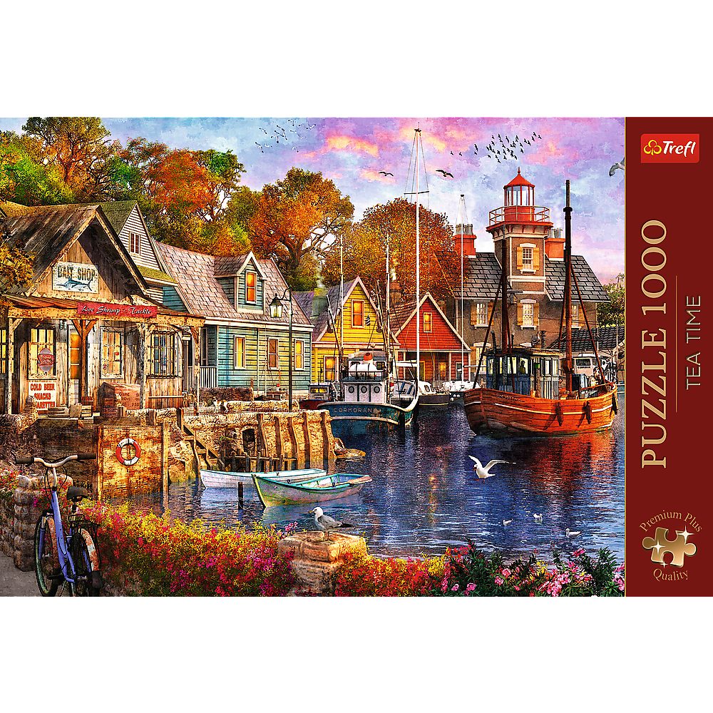 Trefl Puzzle Trefl, Tea Time Küstenhafen, 1000 Teile Premium Plus Puzzle, 1000 Puzzleteile