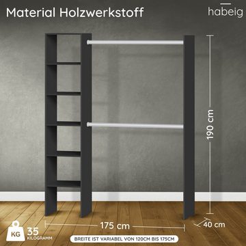 habeig Kleiderschrank KLEIDERSCHRANK BEGEHBAR #6000 (Schwarz) Schrank