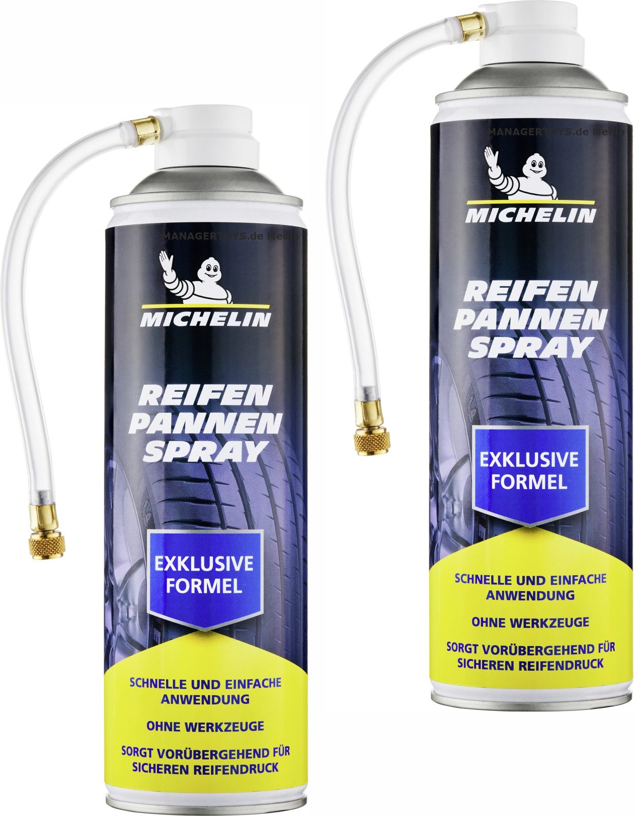 Michelin Reifendruckkontrollsystem 2 x 500 ml Reifenpannenspray Pannen Spray PKW bis 245 mm Reifen Dicht