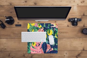 MuchoWow Gaming Mauspad Blumen - Früchte - Farben (1-St), Mousepad mit Rutschfester Unterseite, Gaming, 40x40 cm, XXL, Großes