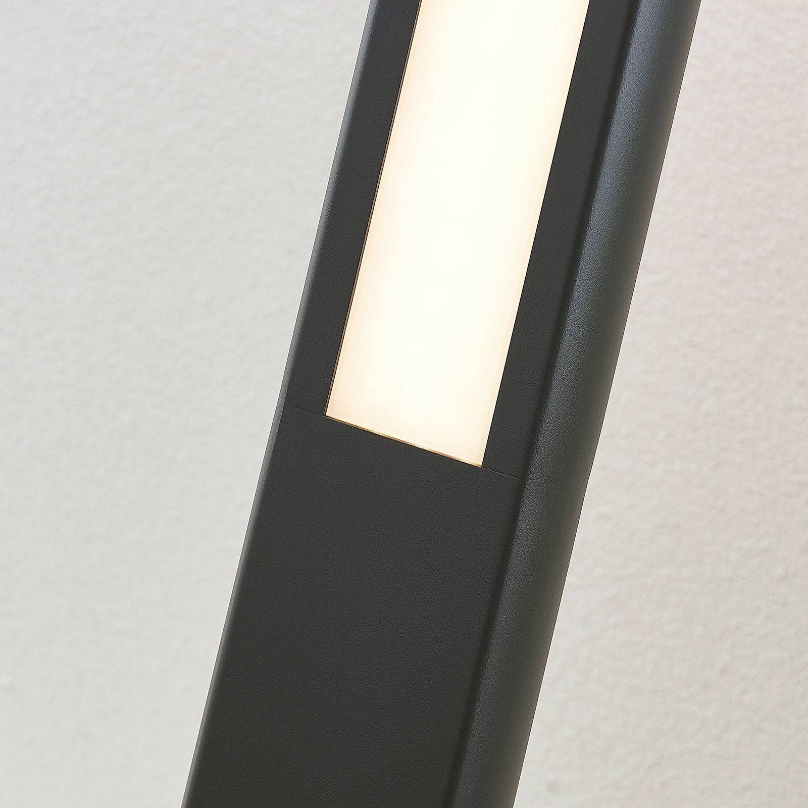 Lucande LED Pollerleuchte Mhairi, LED-Leuchtmittel weiß, inkl. 2 verbaut, Acryl, warmweiß, Aluminium-Druckguss, anthrazit, Modern, flammig, fest