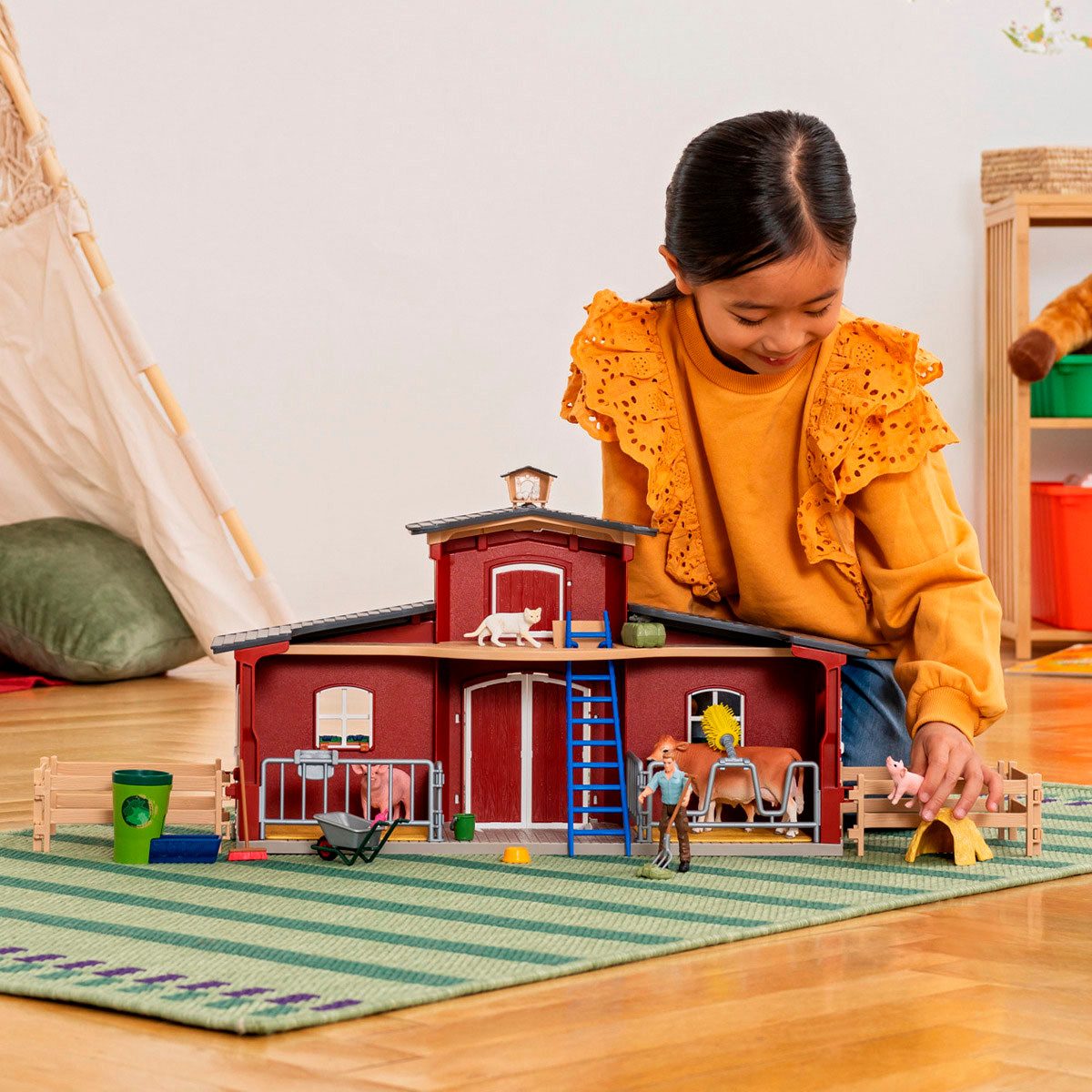 Schleich® Spielwelt FARM WORLD, Große Farm rot (42606), Made in Europe