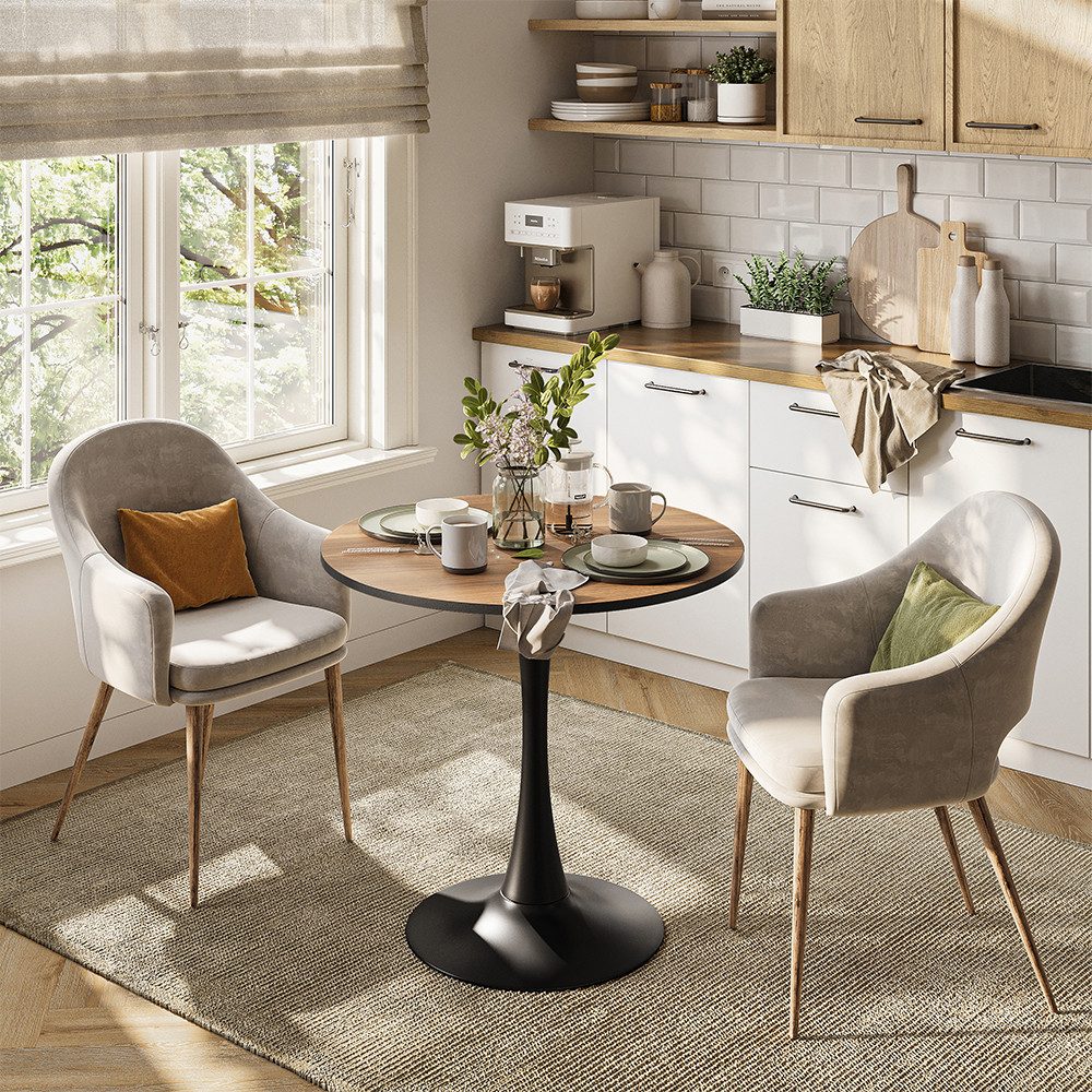 Vicco Esstisch Carl, Nussbaum/Schwarz, 80 x 80 cm