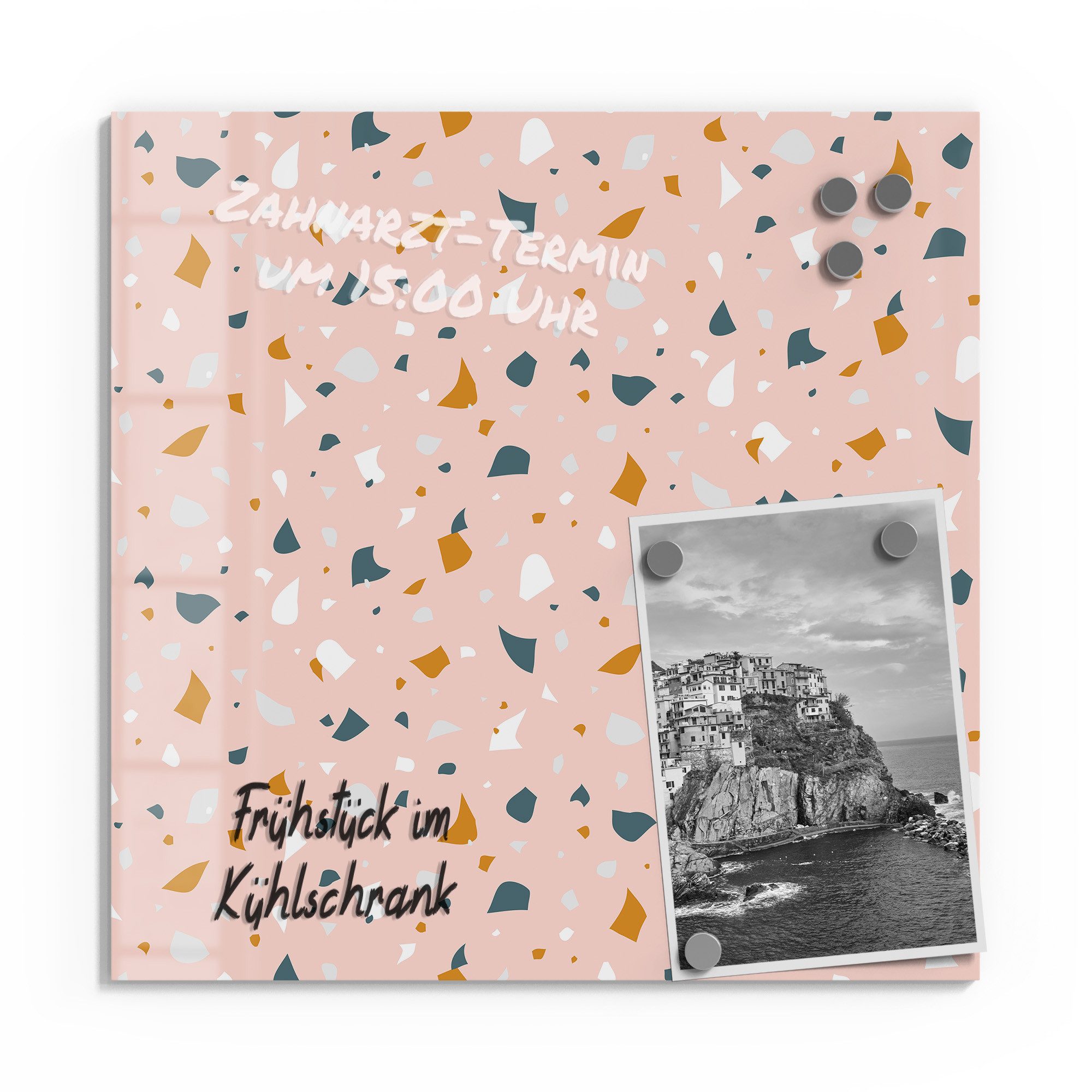 DEQORI Magnettafel 'Rosa Terrazzo-Zauber', Whiteboard Pinnwand beschreibbar