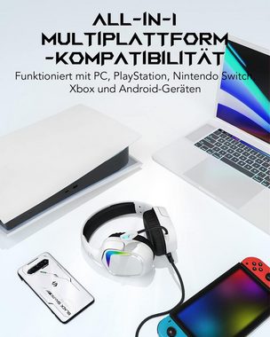 Black Shark für PC, PS4, PS5, Xbox, Switch, Gaming-Headset (USB-PC-Gaming-Headset mit 7.1 Surround Sound und RGB-Beleuchtung. Over-Ear-Kopfhörer., mit Ultraklarem Biegsamem Mikrofon, Dynamischen 50-mm-Treibern)