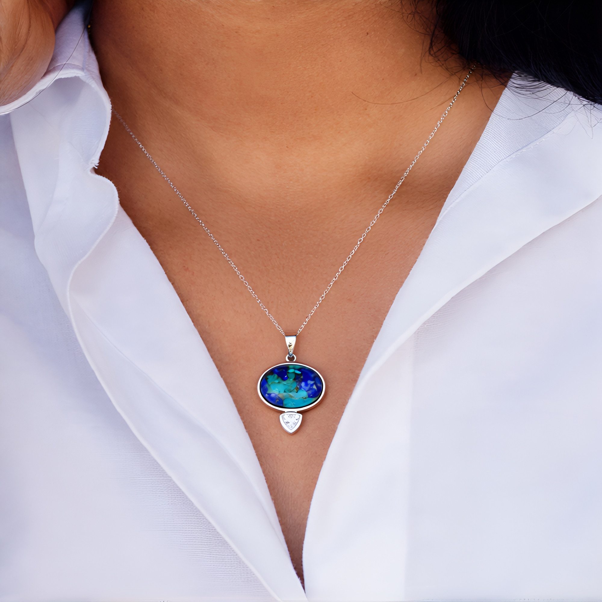 Cavill Kettenanhänger Silberanhänger 8,24 ct Topas mit Lapislazuli & Türkis günstig online kaufen