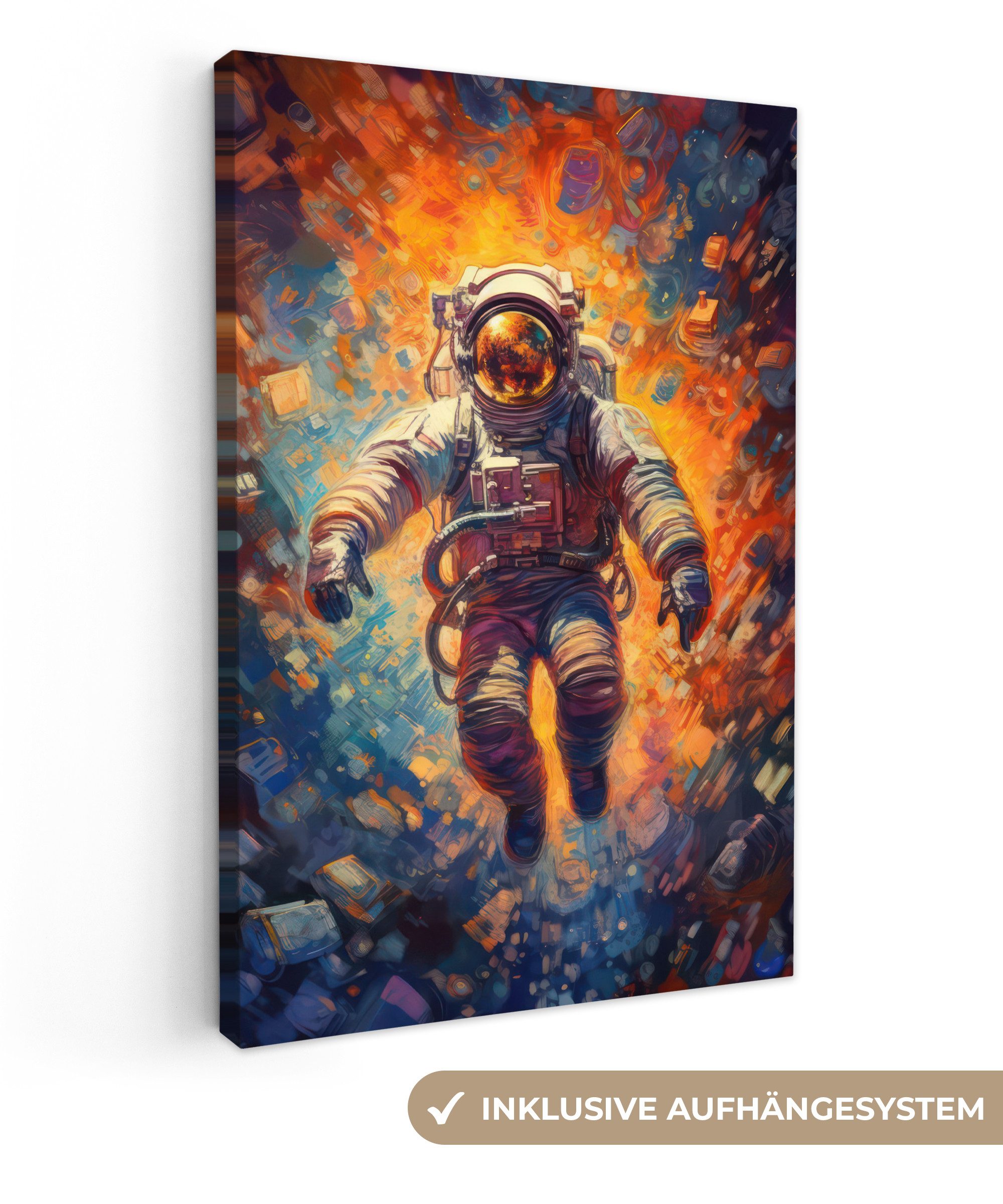 OneMillionCanvasses® Leinwandbild Astronaut - Neon - günstig online kaufen
