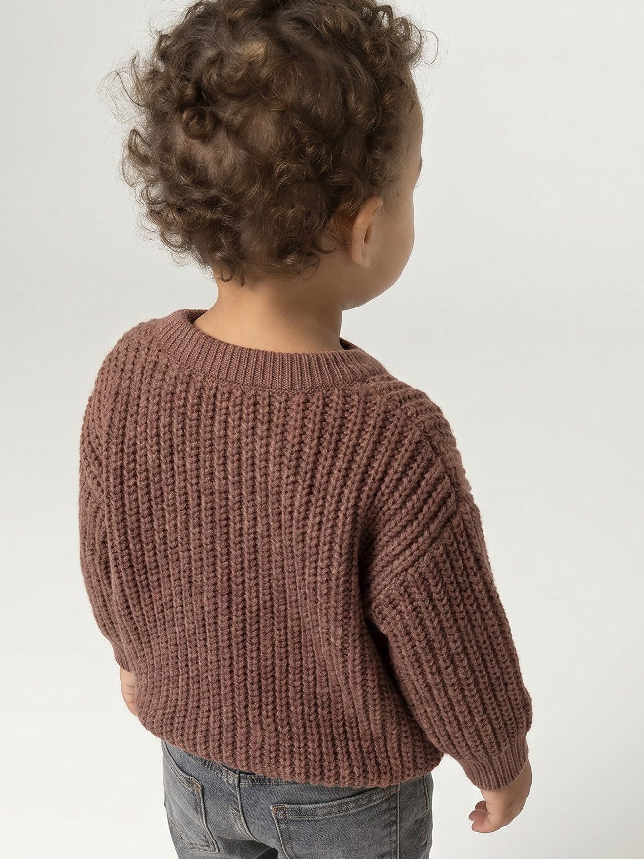 vertbaudet Strickjacke Baby Strickjacke mit V-Ausschnitt, Grobstrick – Bild 5 von 5