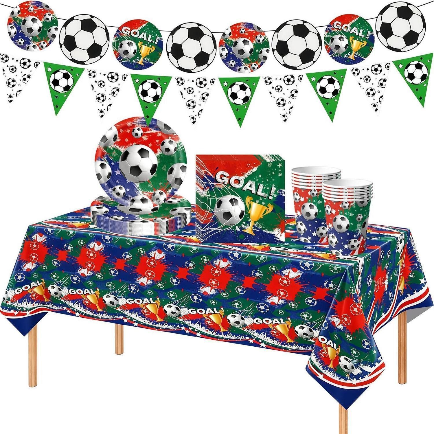 LuxusKollektion Dekofigur Fußball Partygeschirr Set 33tlg für 10 Gäste (1 St)