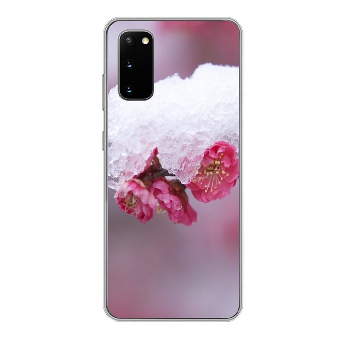 MuchoWow Handyhülle Rosa - Blume - Winter Phone Case Handyhülle Samsung Galaxy S20 Silikon Schutzhülle