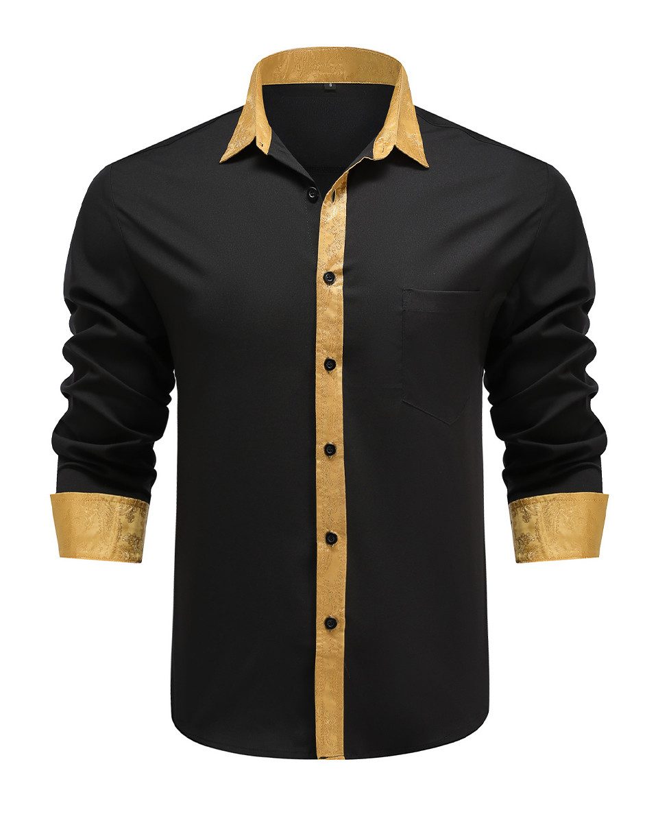 Allthemen Langarmhemd mit Stickmuster Kontrast Langarmhemd Regular Fit