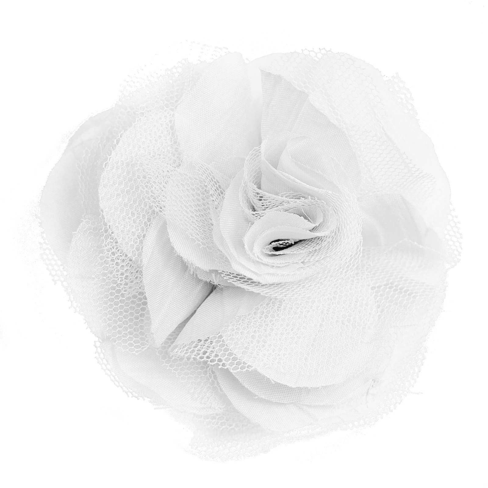 maDDma Haarspange Textilblüte Rose Ø9cm Ansteck Blüte Spange Haarspange Sicherheitsnadel, weiß