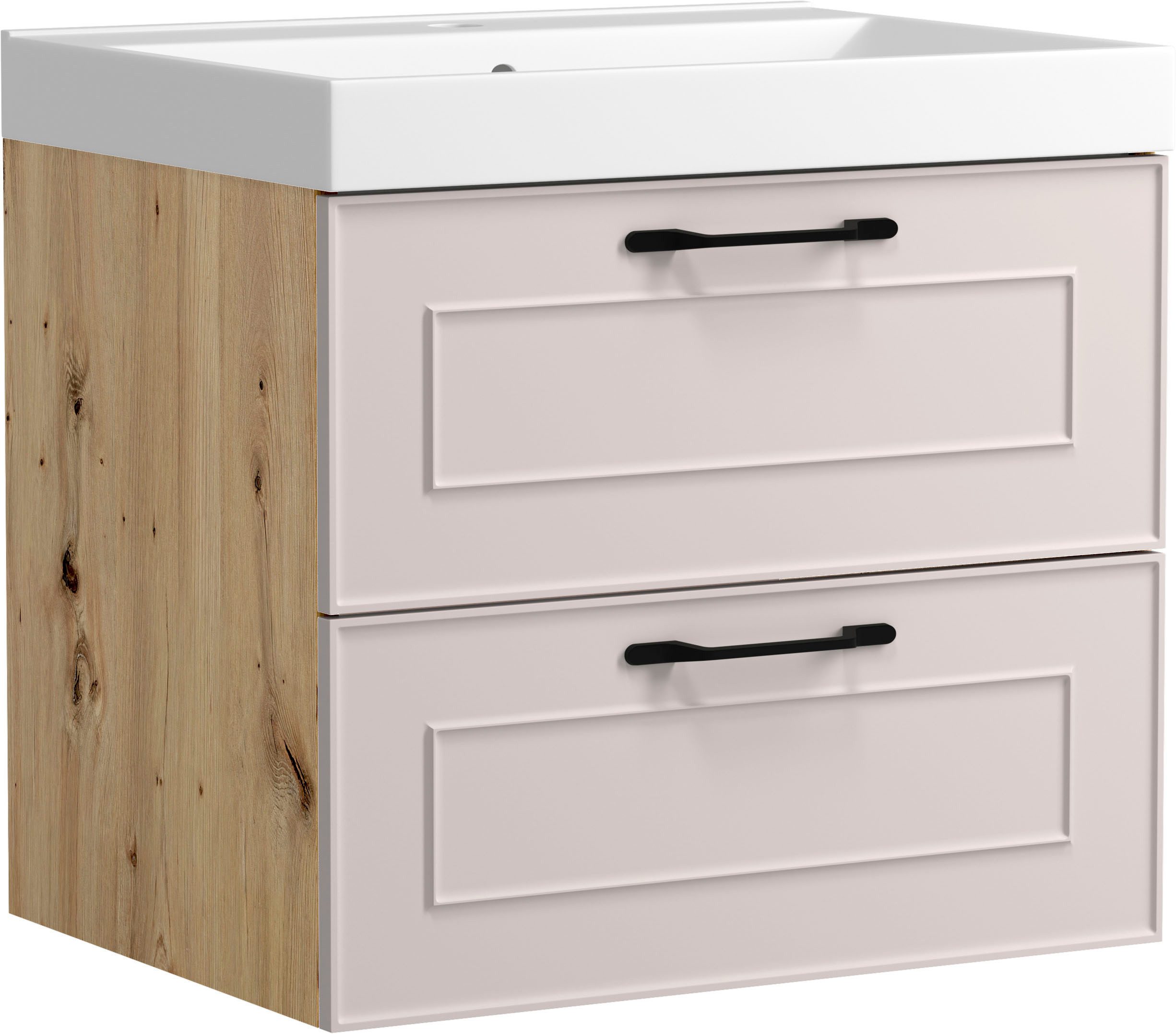 welltime Waschtisch CADIZ, Waschtisch, Kaschmir, Landhaus-Optik, schwarze Aktzente