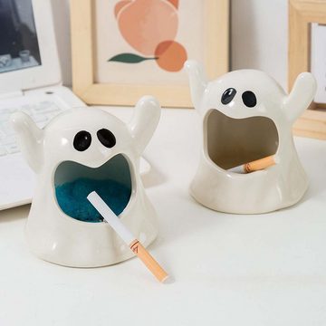 FIDDY Aschenbecher Niedlicher Geister-Haushaltsaschenbecher, Keramik Geschenkornamente für Wohnzimmer,um Flugasche zu verhindern