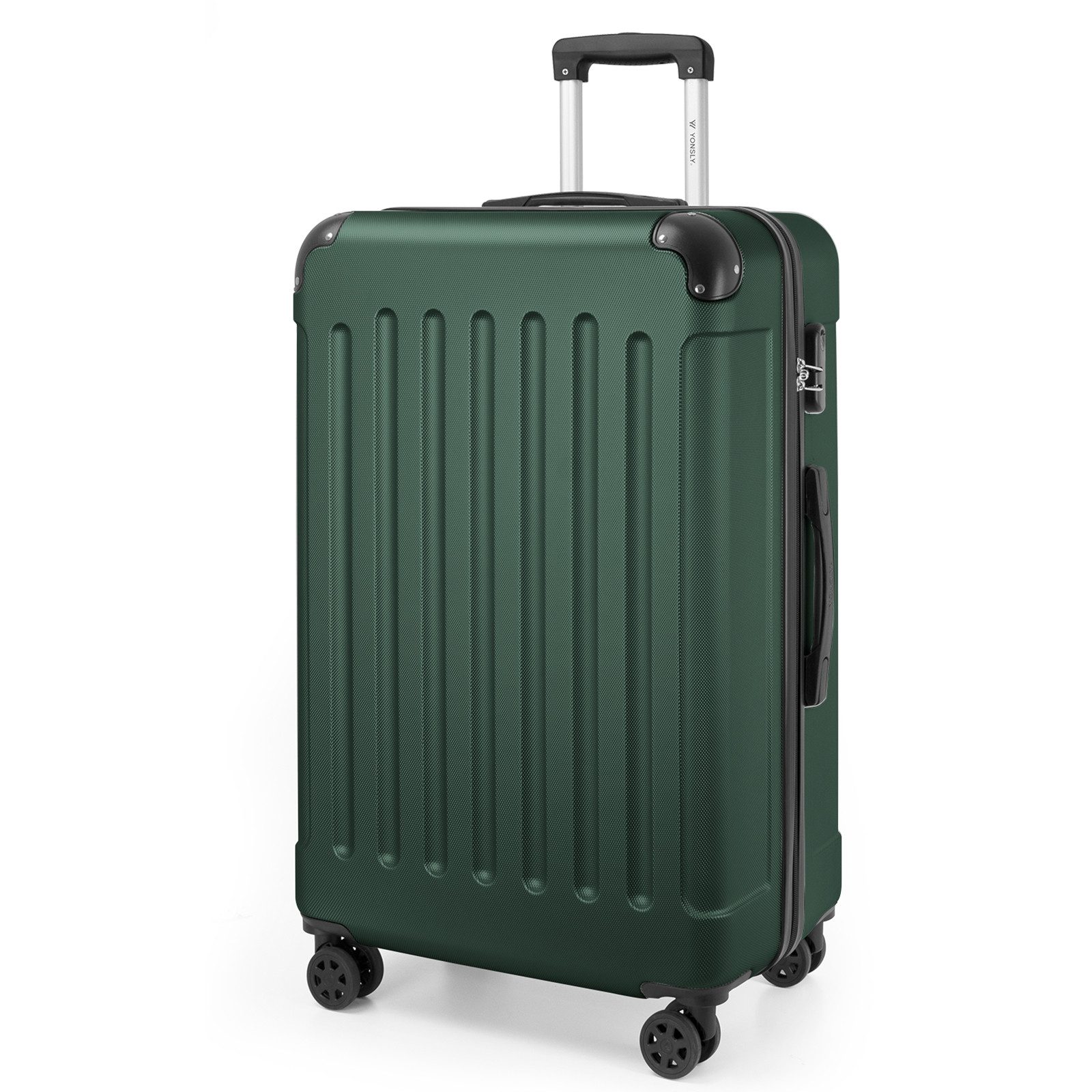 YONSLY Hartschalen-Trolley Hartschalen-Reisekoffer Trolley Rollkoffer in S/M/L/XL Größen, 4 Rollen, mit 360°-Lenkrollen, Zahlenschloss und mehrstufigem Teleskopgriff