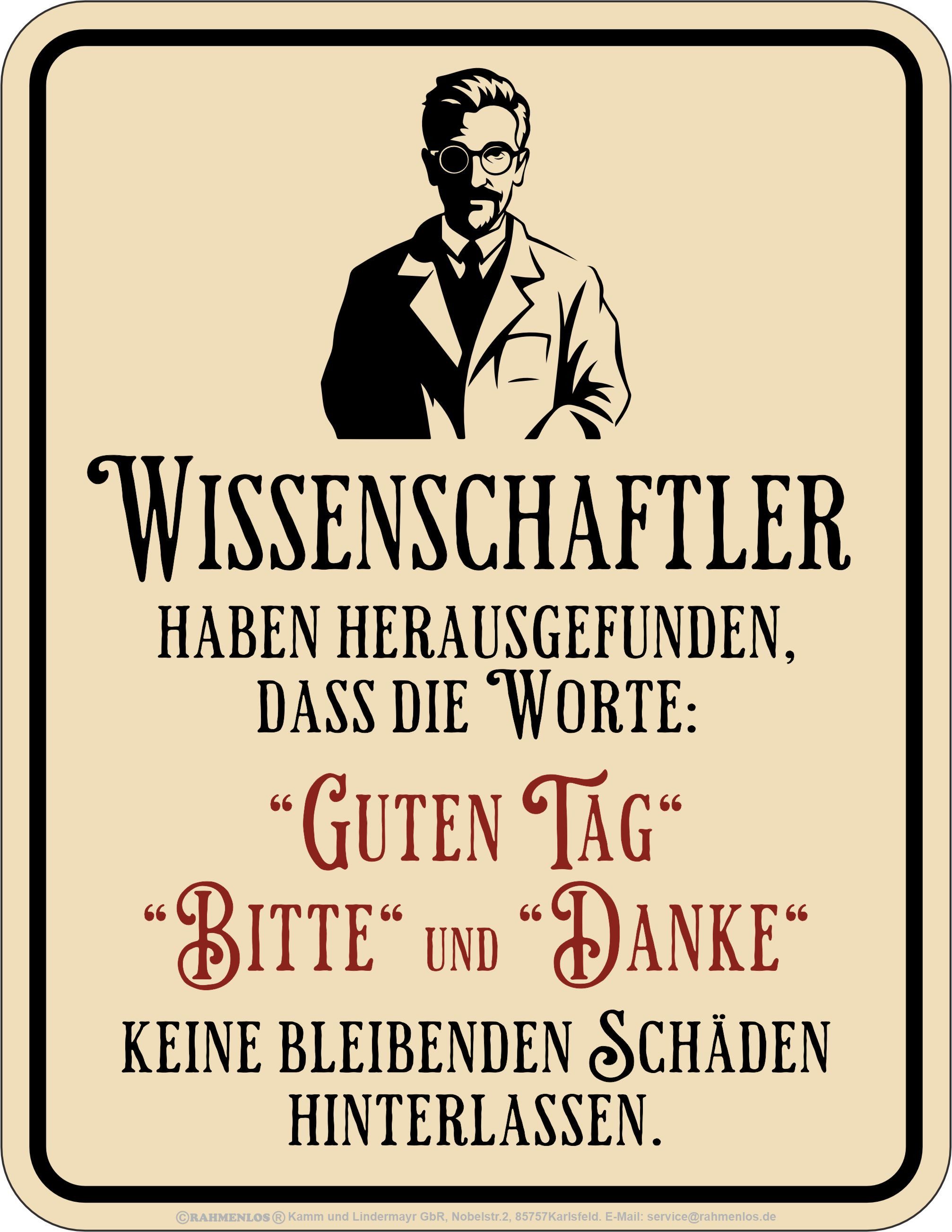 Metallschild Bedrucktes Blechschild - Bitte und Danke