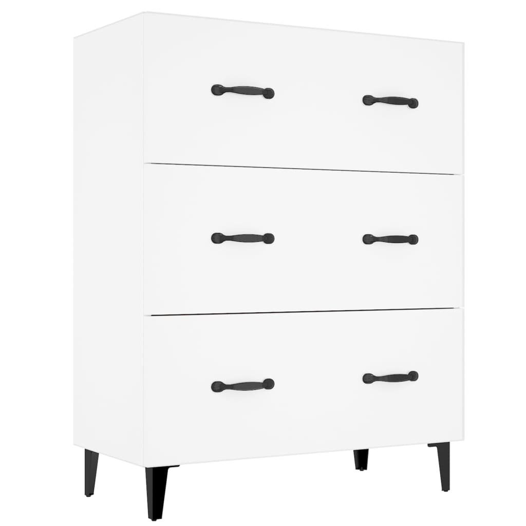 vidaXL Kommode NA Sideboard Weiß 69,5x34x90 cm Spanplatte 3 Schubladen für Wohnzimmer
