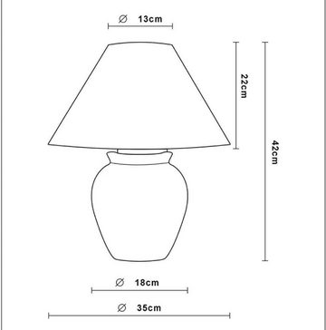 click-licht Tischleuchte Tischleuchte Ramzi aus Keramik und Stoff in creme, Höhe: 420mm, Leuchtmittel enthalten: Nein, warmweiss, Tischleuchte, Nachttischlampe, Tischlampe