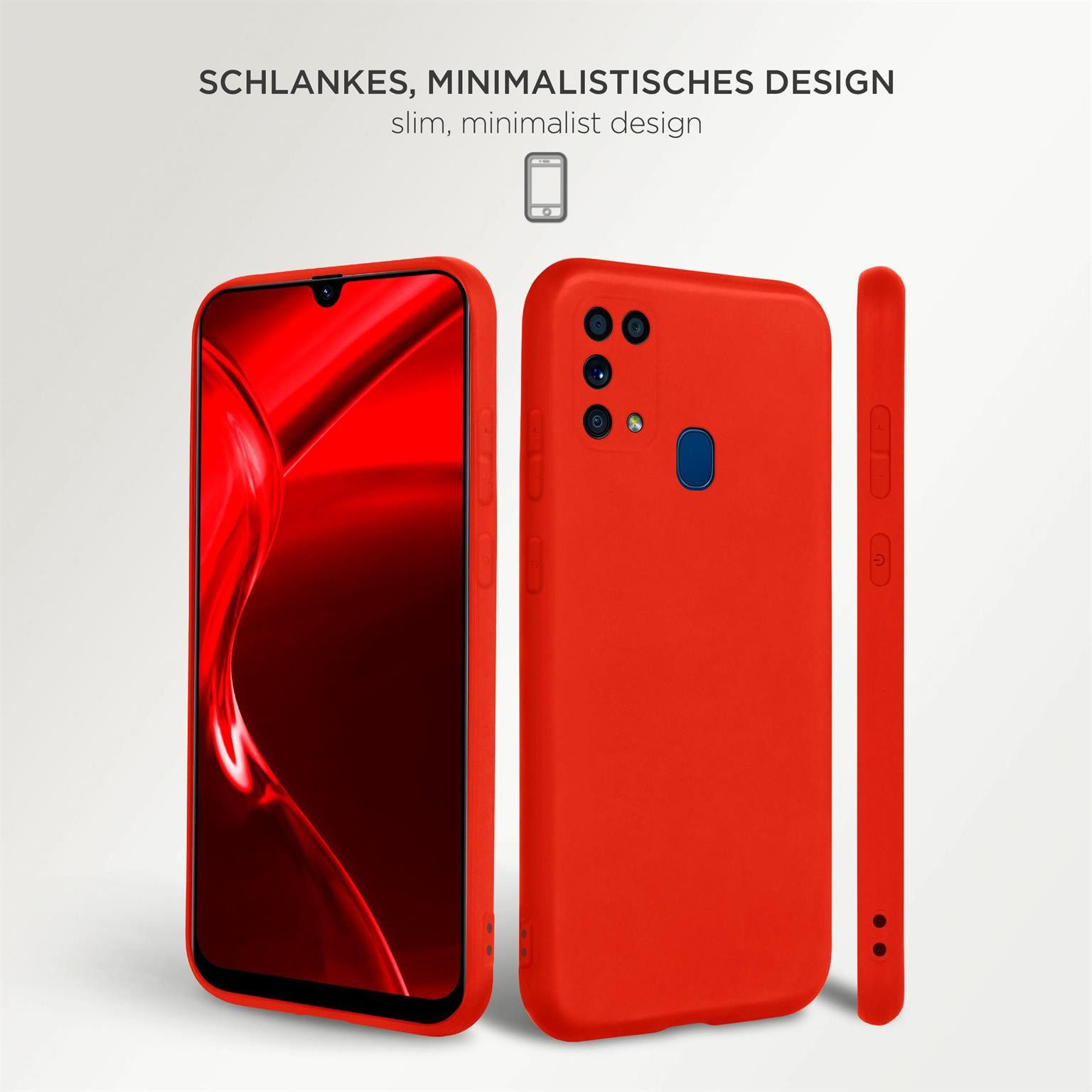 ONEFLOW Handyhülle für Samsung Galaxy M31 Hülle Dünn SlimShield Pro Rot 6,4 Zoll, Backcover TPU Case Handyhülle minimalistisch Schutzhülle Erhöhter Rand