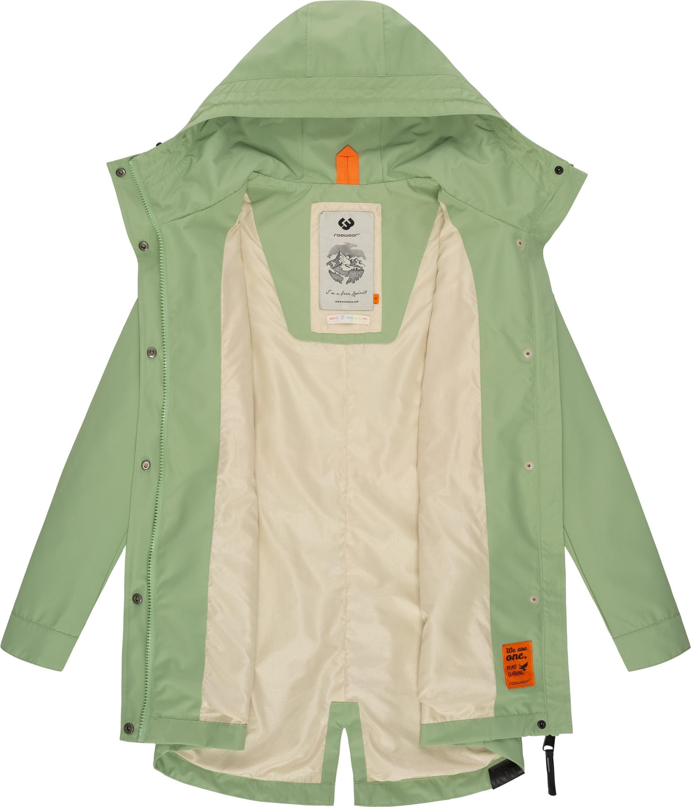 Ragwear Regenmantel Begonia Wasserdichter Damen Übergangsmantel mit großer Kapuze