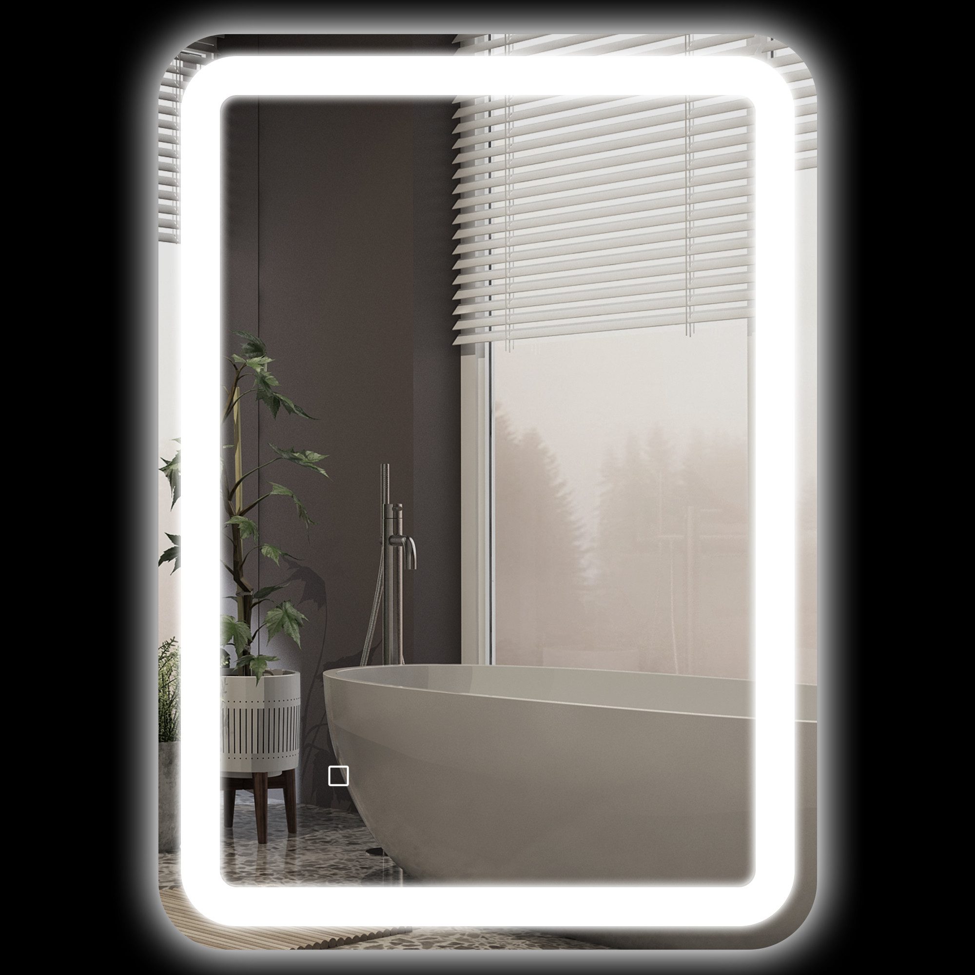 HOMCOM Badspiegel LED Spiegel mit 3 Lichtfarben, Memory-Funktion Lichtspiegel (Wandspiegel, 1-St., Badezimmerspiegel), für Badezimmer, Silber