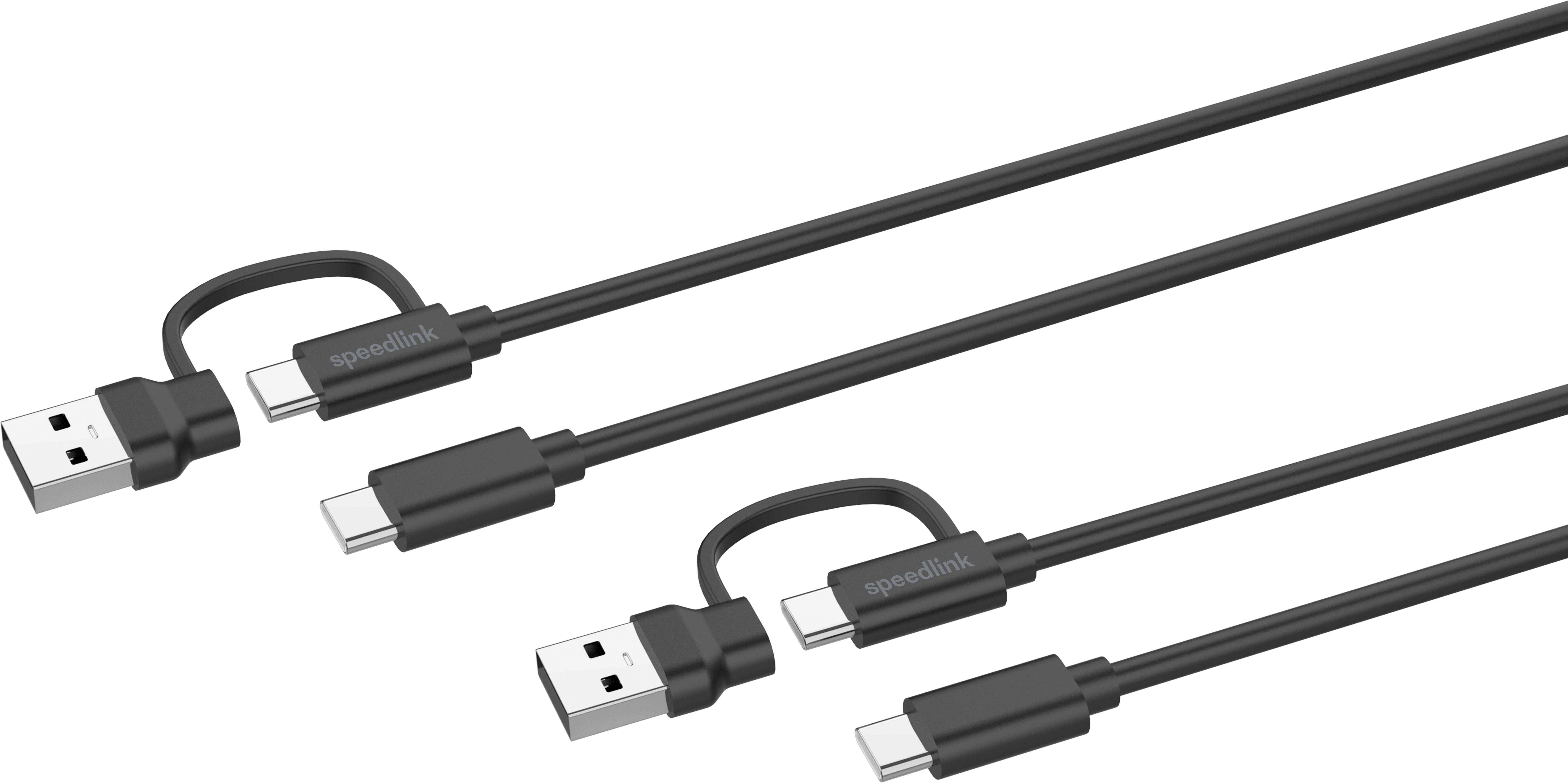 Speedlink STREAM Play & Charge USB-C/A auf USB-C Kabel Set (2x 3 m), schwarz Gaming-Controllerkabel, für PS5/Xbox Series X/S/Switch 2/Switch/OLED/Lite
