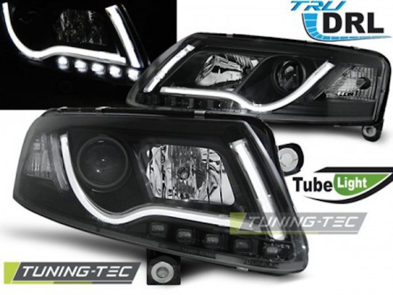 LLCTOOLS KFZ-Ersatzleuchte Tube Light DRL Scheinwerfer Passend für Audi A6 C6 04–08 Schwarz
