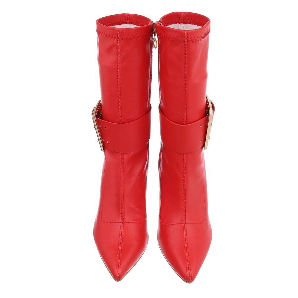 Abendschuhe Ital-Design Pfennig-/Stilettoabsatz High-Heel-Stiefelette Rot High-Heel Damen Elegant in Stiefeletten