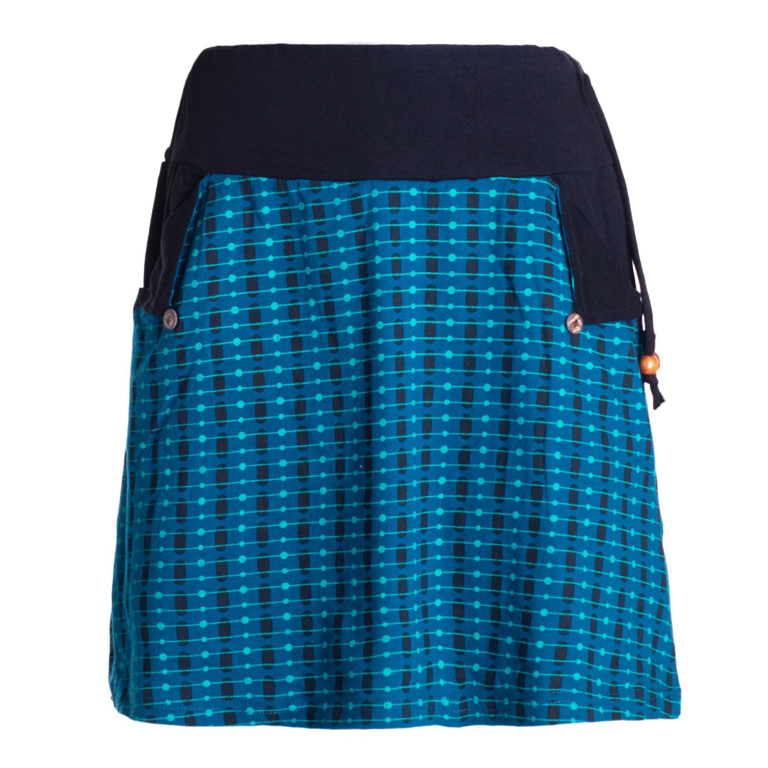 Vishes Minirock Damen Mini-Rock Baumwolle Punkte extrabreiter Bund mit Kordel-Zug Alternative Bekleidung, Ethno, Hippie, Retro Style