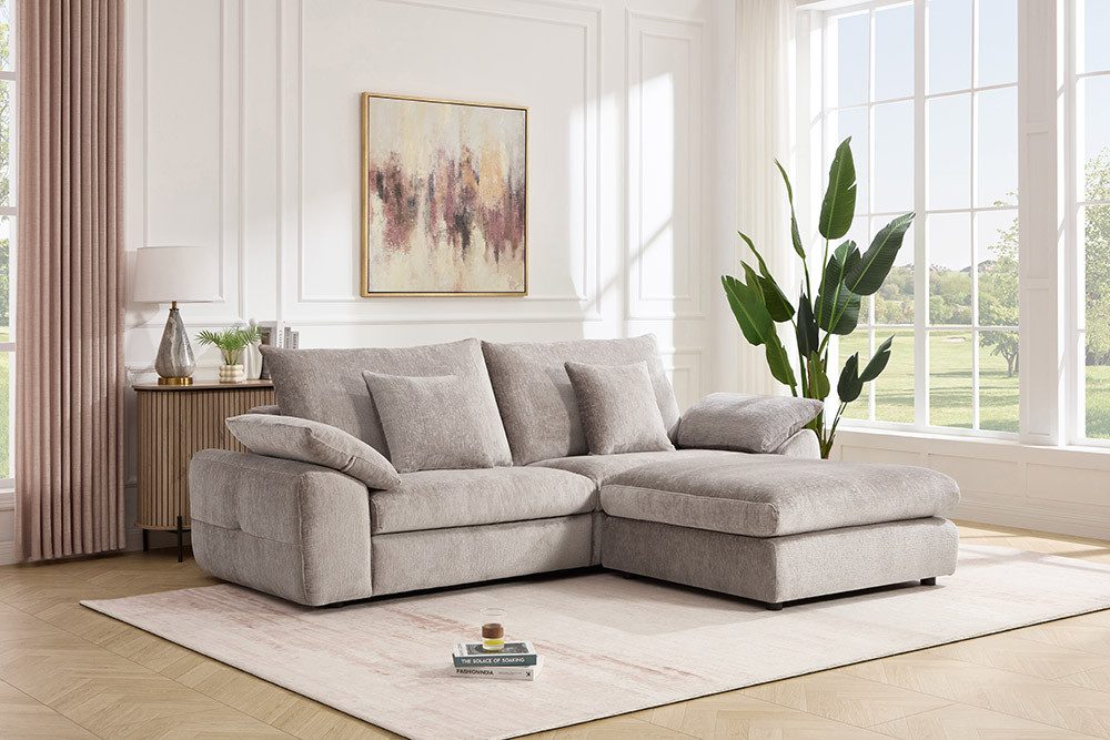 riess-ambiente Polsterhocker SOHO 100cm beige – Chenillebezug, Wellenunterfederung, modern (Einzelartikel, 1 St), großer Hocker als Sitz- oder Fußablage – ideal für Wohnbereiche