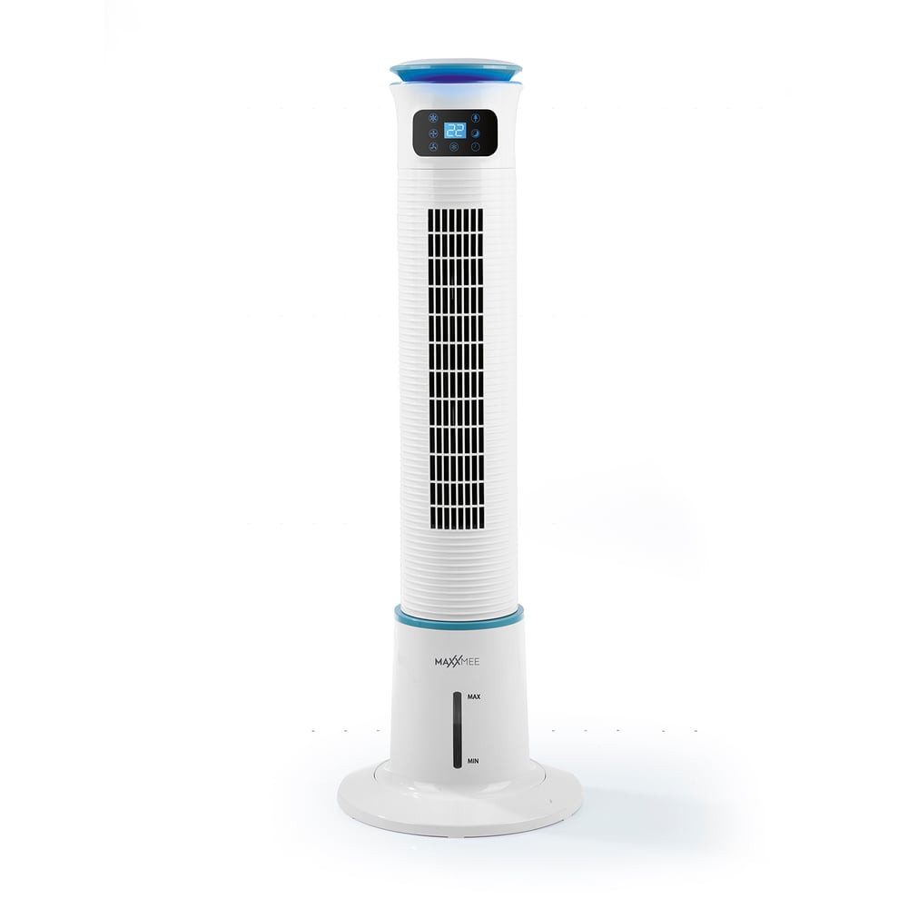 MAXXMEE Wasserkühlung MAXXMEE Luftkühler Wassertank 5l weiß/blau, Luftkühler Luftbefeuchter mit Wassertank 5l 3 Leistungsstufen