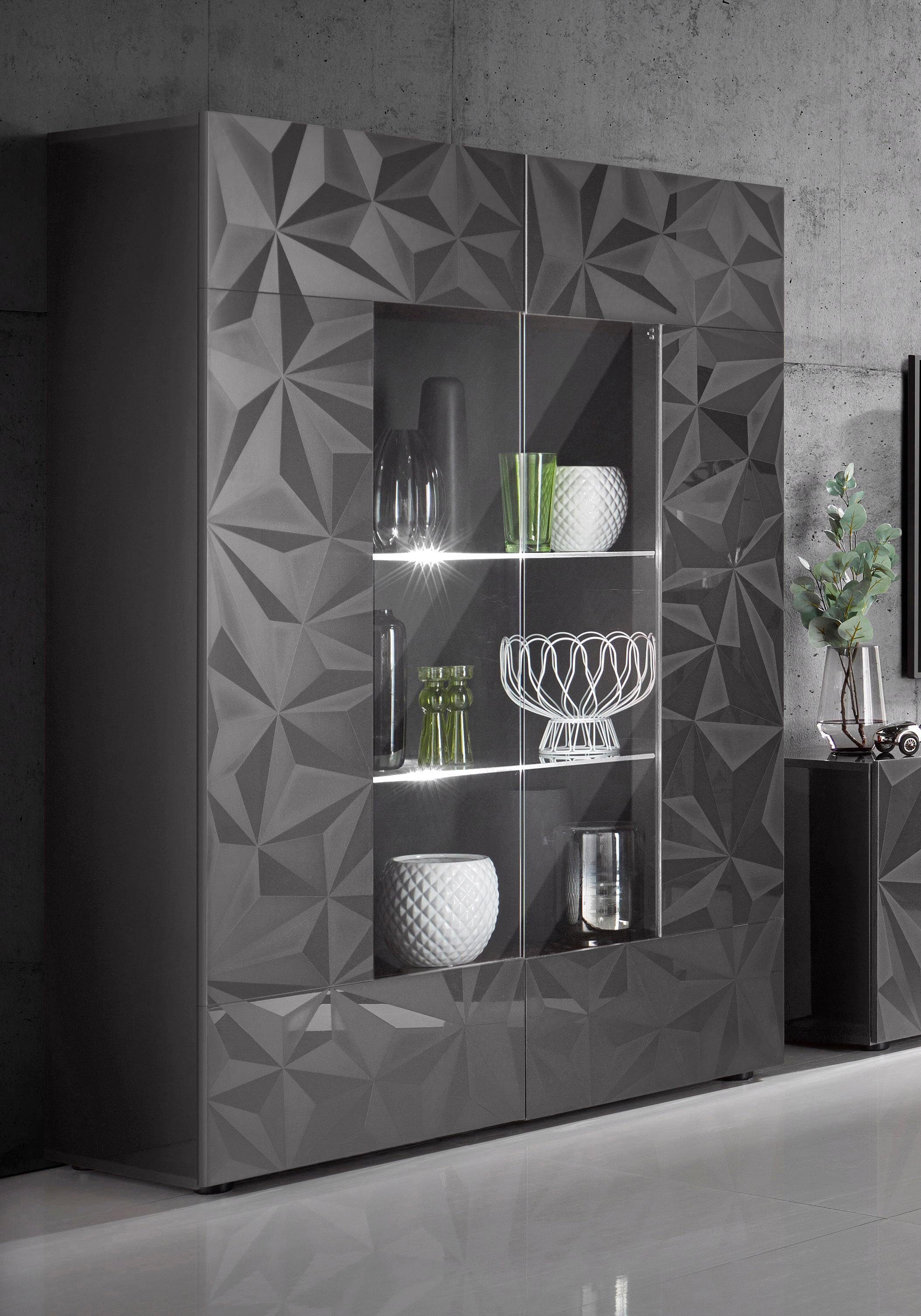 INOSIGN Vitrine Prisma Höhe 166 cm, Breite 121 cm, Stauraumvitrine mit 2 Tü günstig online kaufen