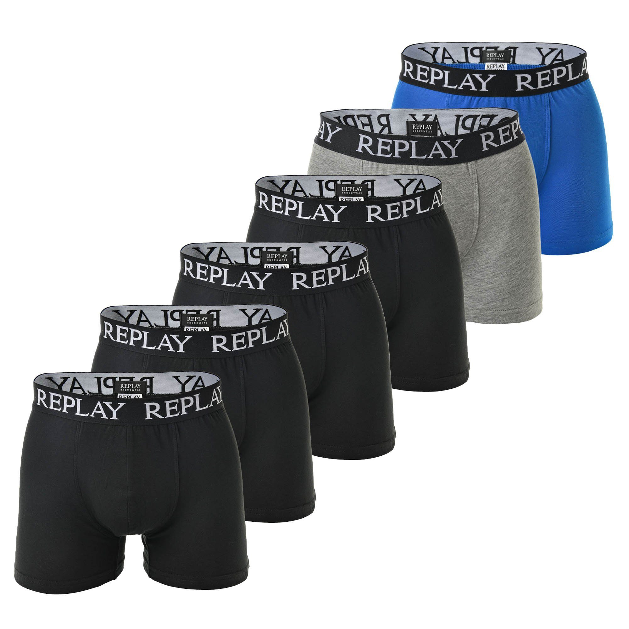 Replay Boxer Herren Boxershort 6er Pack Baumwollmischung (Packung, 6er Pack)