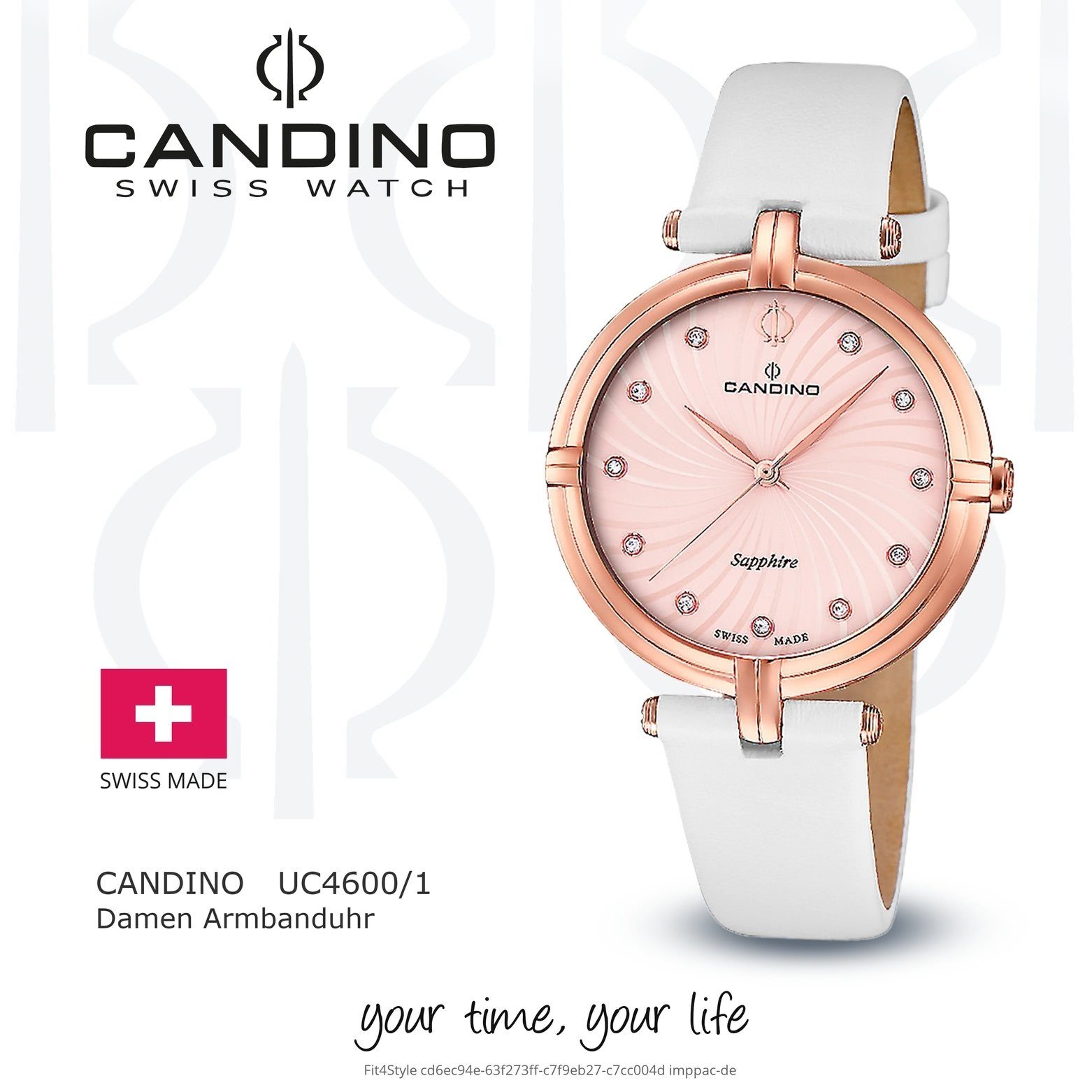 Candino Quarzuhr Candino Damenuhr Elegance Armbanduhr rund, Damen weiß C4600/1, Edelstahlarmband
