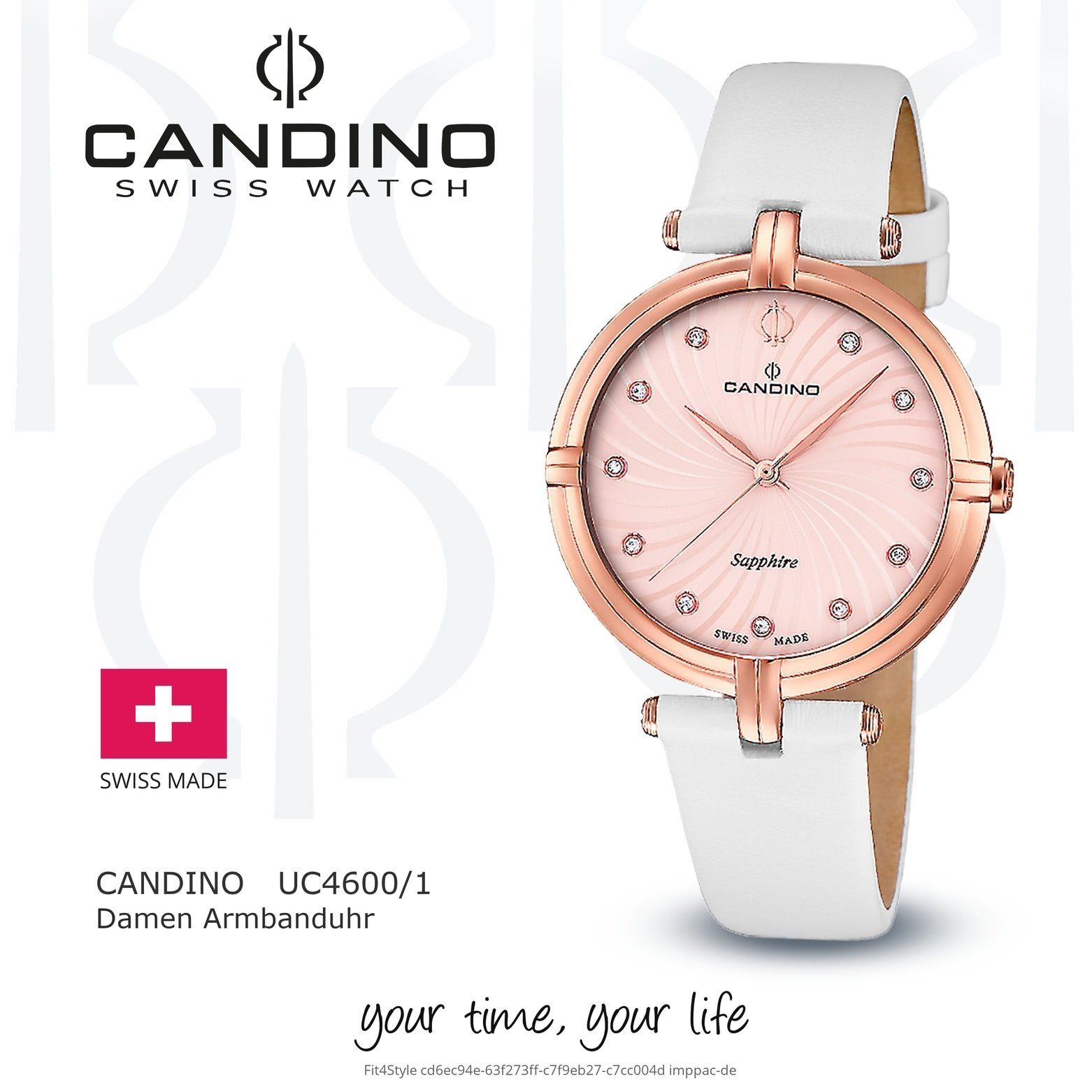 Candino Quarzuhr Candino Damenuhr Elegance Damen Edelstahlarmband rund, C4600/1, Armbanduhr weiß