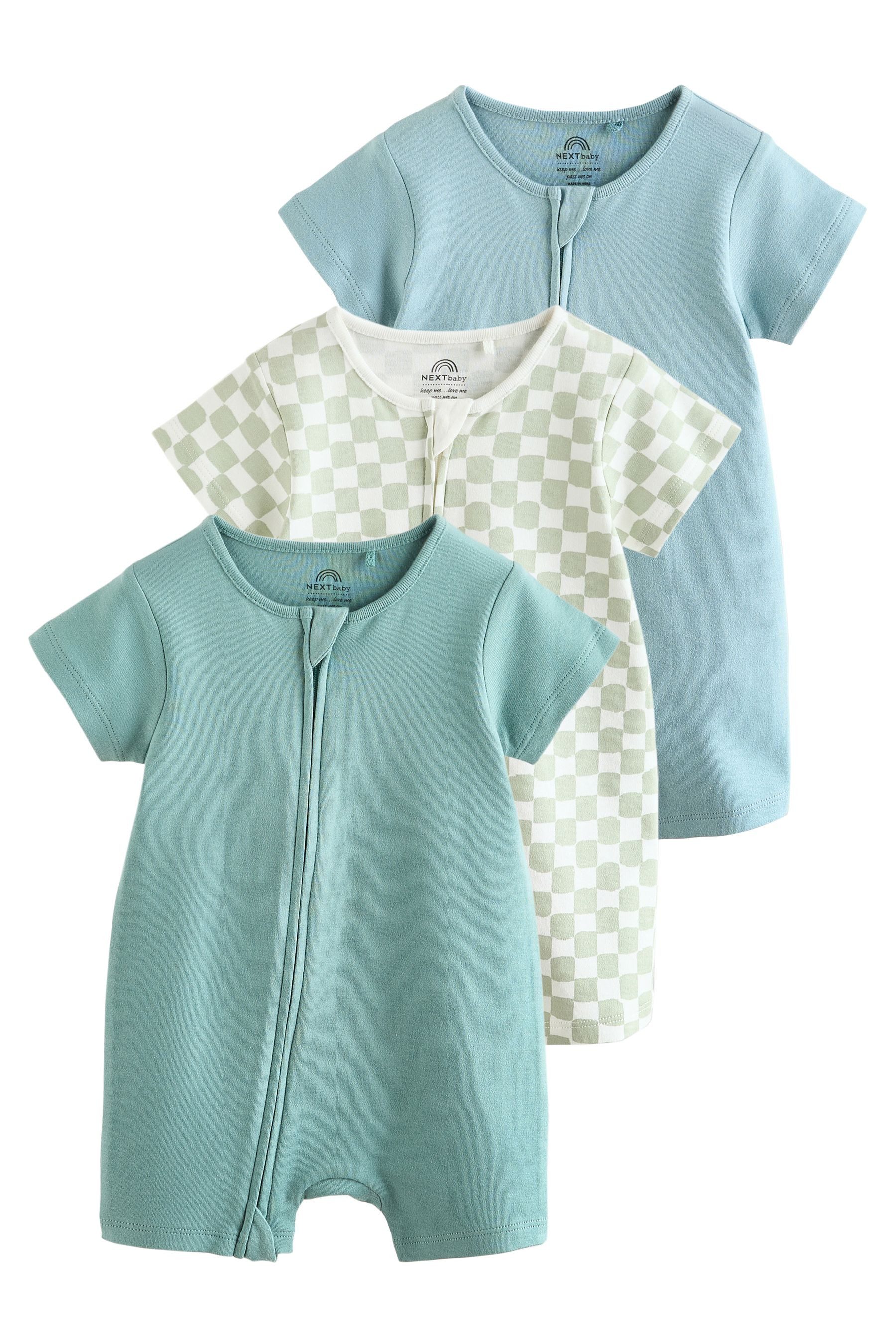 Next Schlafoverall 3er-Pack Baby-Strampler mit 2-Wege-Reißverschluss (3-tlg)