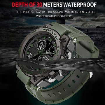 findtime Militär Herren's Sport 5 ATM Wasserdicht Smartwatch (1,91 Zoll), Schrittzähler Schlafmonitor Pulsmesser Uhr Blutdruck Sportuhr