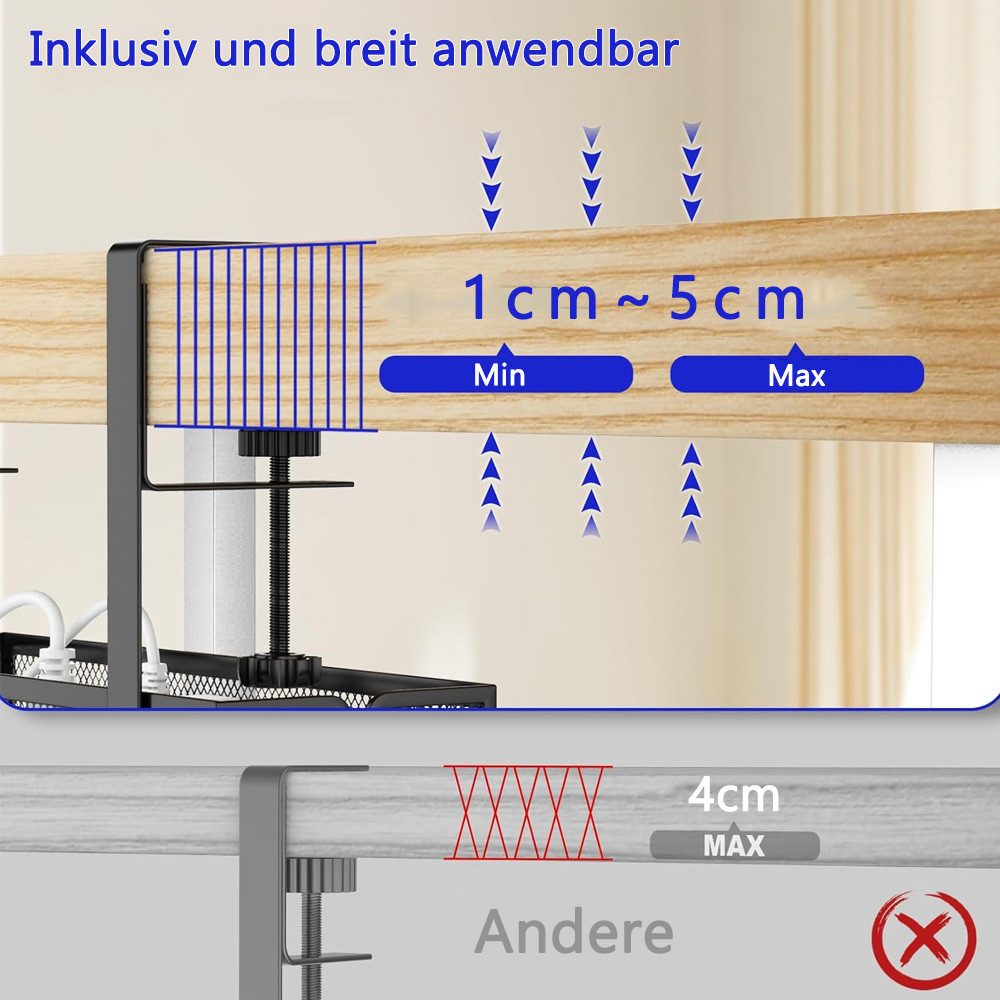 TUWENA Kabelkanal Kabelmanagement unter dem Schreibtisch, mit Klemme für Schreibtisch