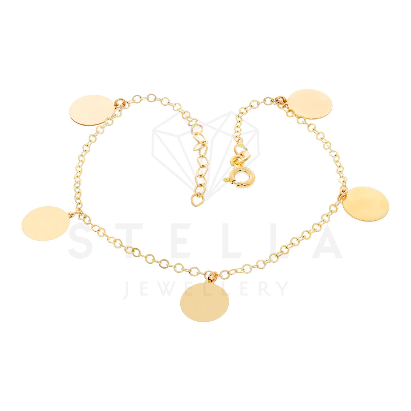 Stella-Jewellery Goldarmband 585er Gelbgold Armband mit 5 Plättchen 19 cm (inkl. Etui, 1-tlg., inkl. Etui), Armkette, Goldarmband