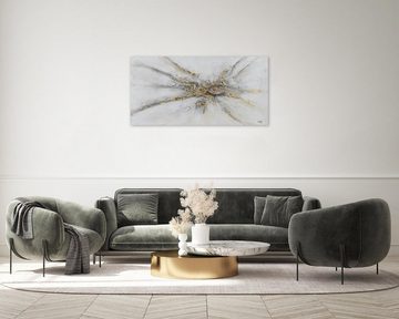 KUNSTLOFT Gemälde Silver Miracle 120x60 cm, Leinwandbild 100% HANDGEMALT Wandbild Wohnzimmer