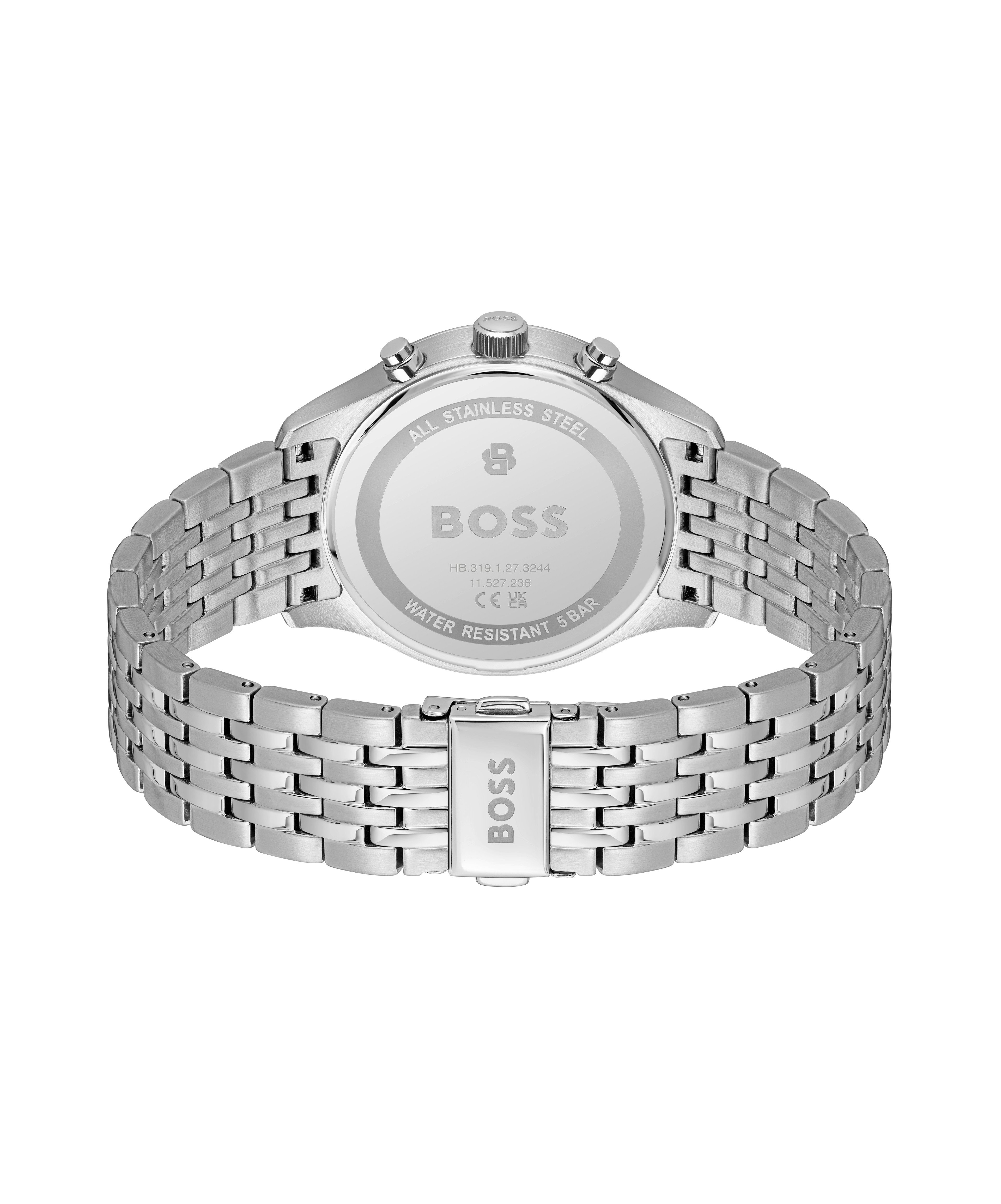 BOSS Chronograph STRATUS 1514330, Quarzuhr, Armbanduhr, Herrenuhr, Edelstahlarmband, analog, Tag