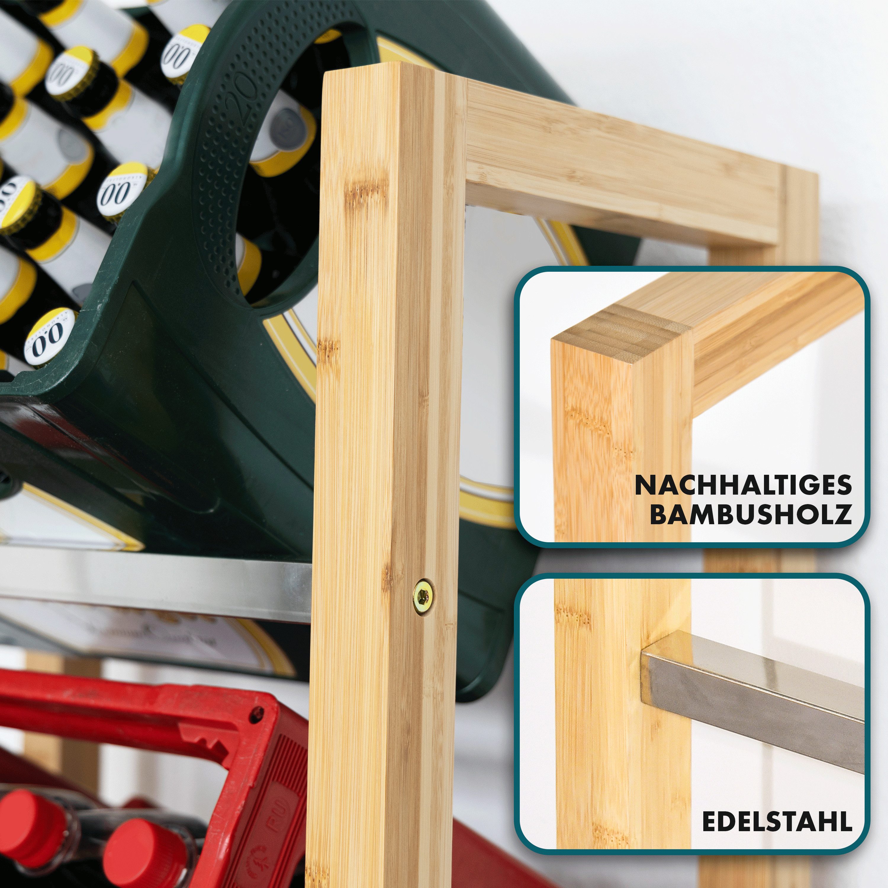 Karat Standregal Getränkekistenregal Bambus Flash, Vielseitiges Lagersystem, In 2 Größen erhältlich – Bild 5 von 5