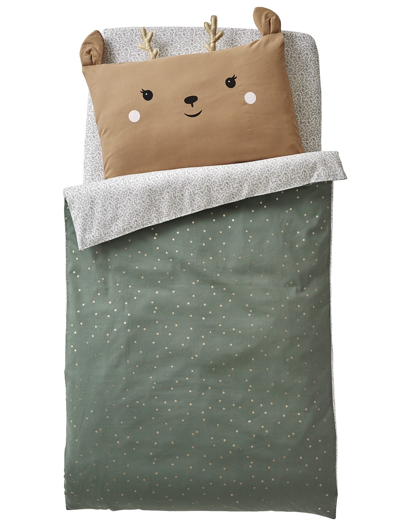 vertbaudet Bettbezug Baby Bettbezug ohne Kissenbezug GRÜNER WALD, Reh günstig online kaufen