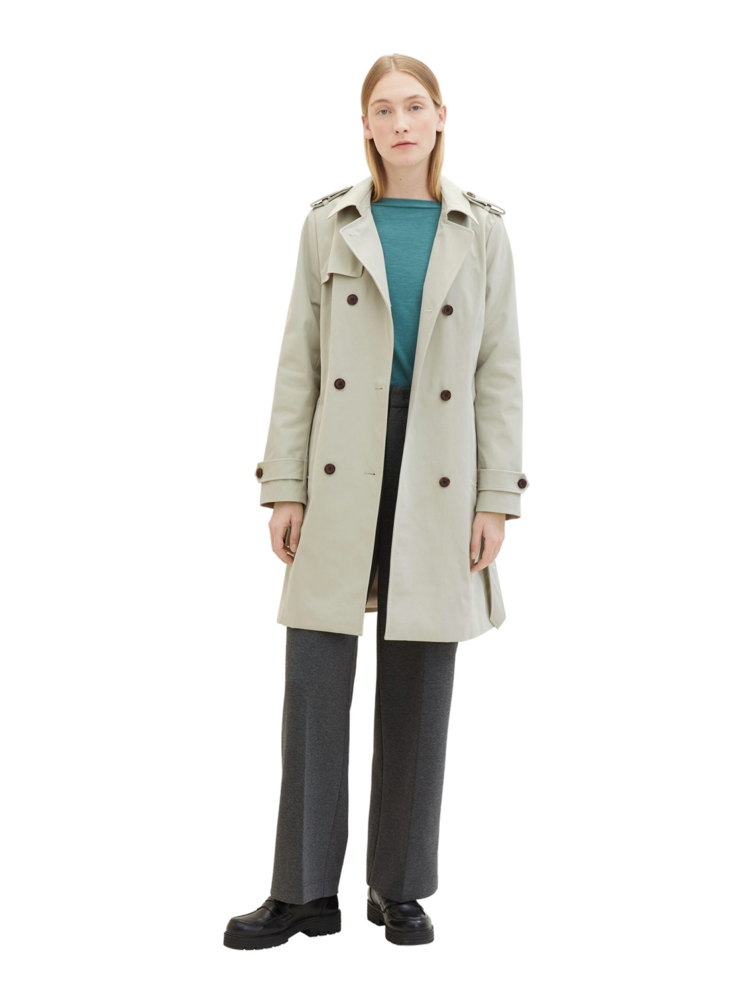 TOM TAILOR Wollmantel O grün,Outdoor,Polyester,Unifarben,Kent,Lang,Regular Fit