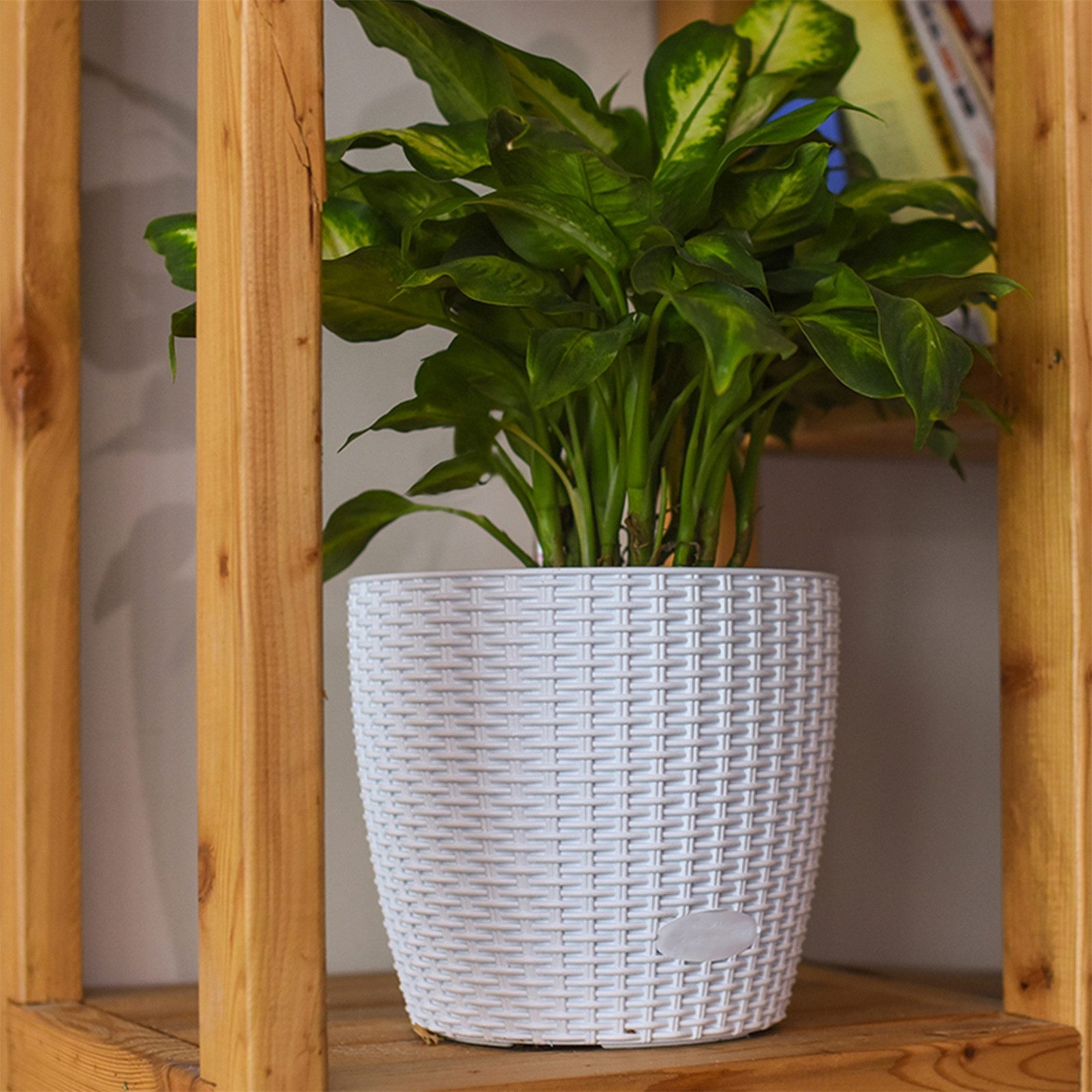 HTI-Living Blumentopf Blumentopf Nessa Hydro 27,5 cm Weiß (Stück, 1 St., 1 Übertopf), mit Wasserspeicher und Wasserstandsanzeiger