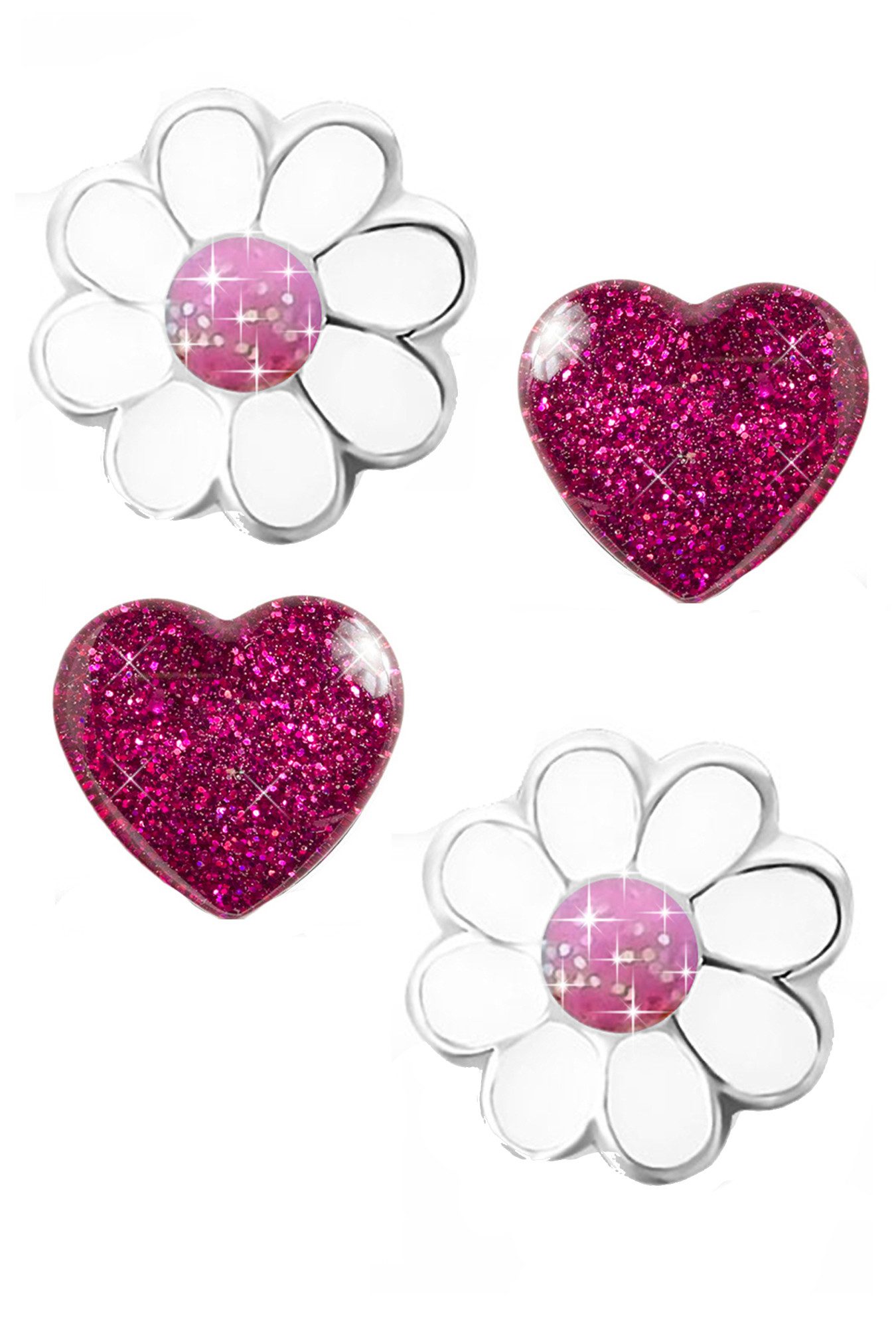 Limana Paar Ohrstecker Set Ohrringe 925 Silber Blumen Edelstahl Herz Kinder Mädchen Schmuck, Kinderohrringe Mädchenohrringe Kinderohrstecker Mädchenohrstecker