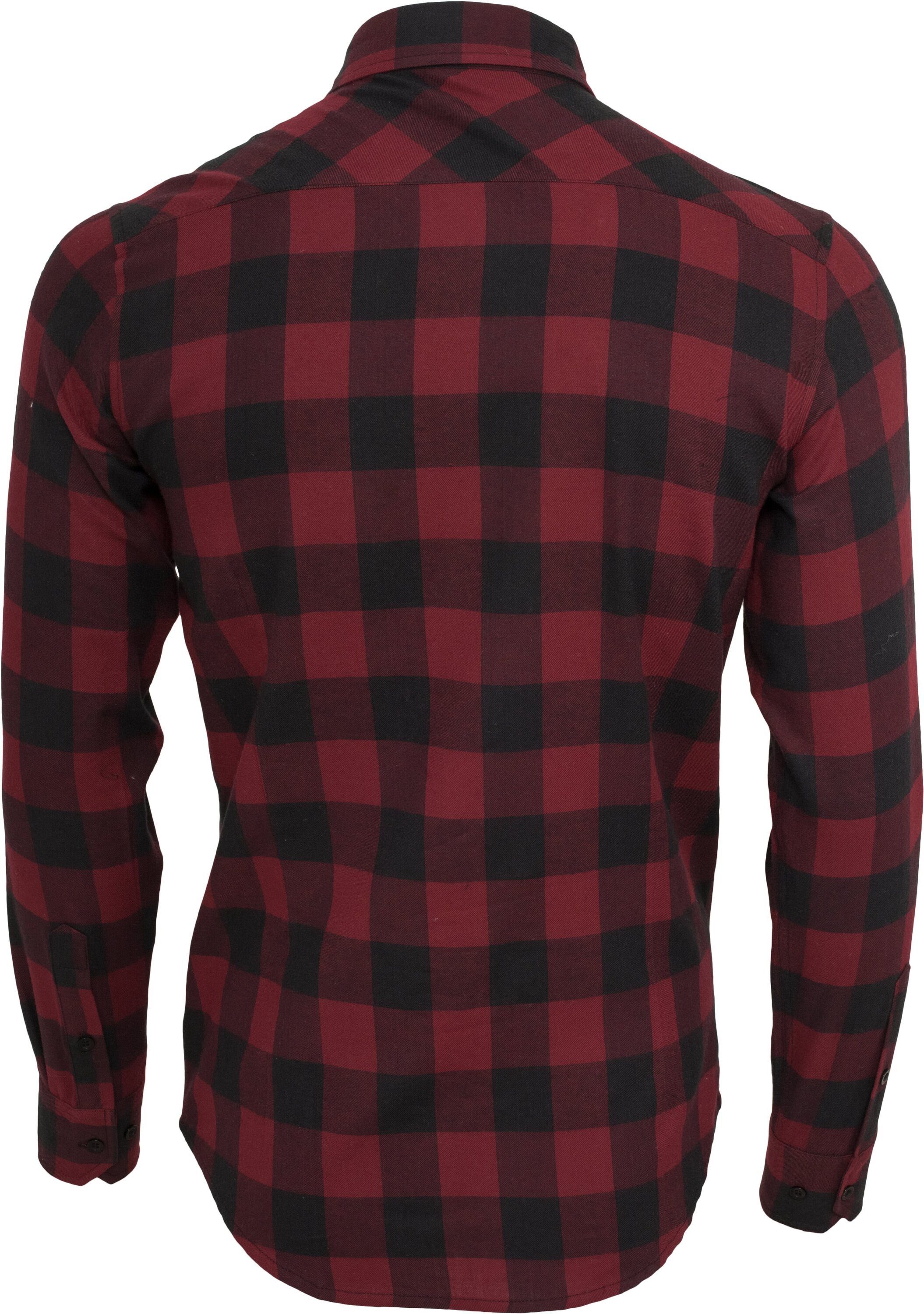 URBAN CLASSICS Langarmshirt Checked Flanell Shirt (1-tlg) black/burgundy