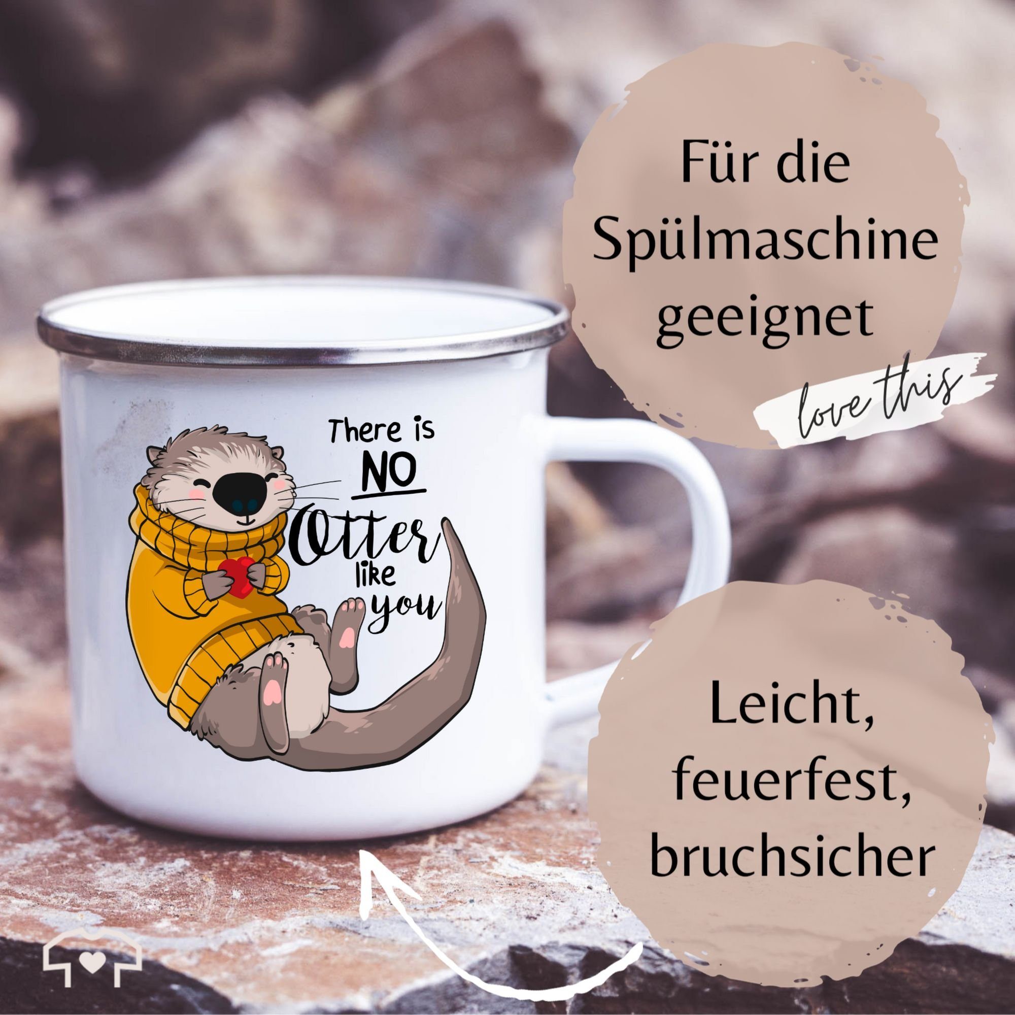 Shirtracer Tasse There Silber Stahlblech, Weiß Otter 3 like Sprüche is you, no Statement