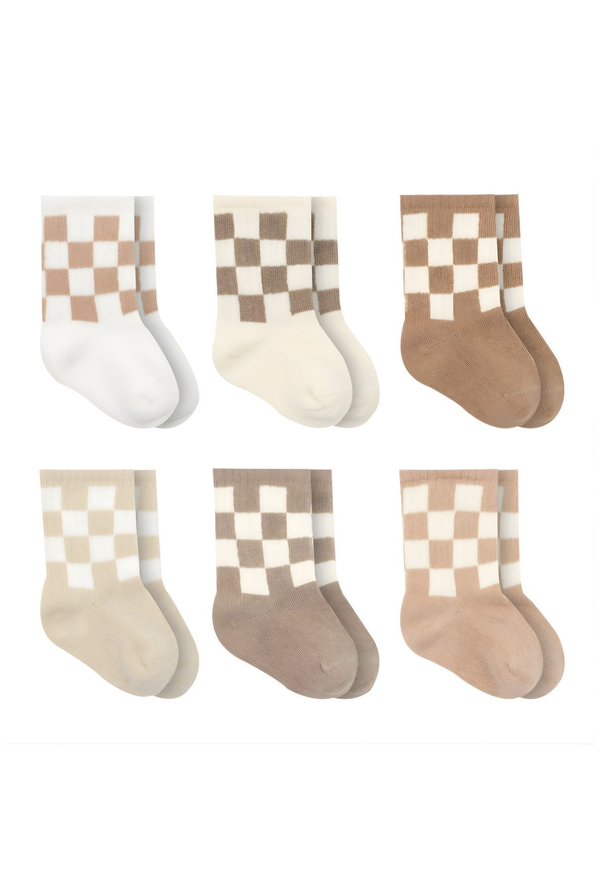bistyle Socken Baby Socken, 6er-Pack, Karo Schachbrett Muster, Bio-Baumwolle (6-Paar, 6er-Pack) Karo Schachbrett Muster